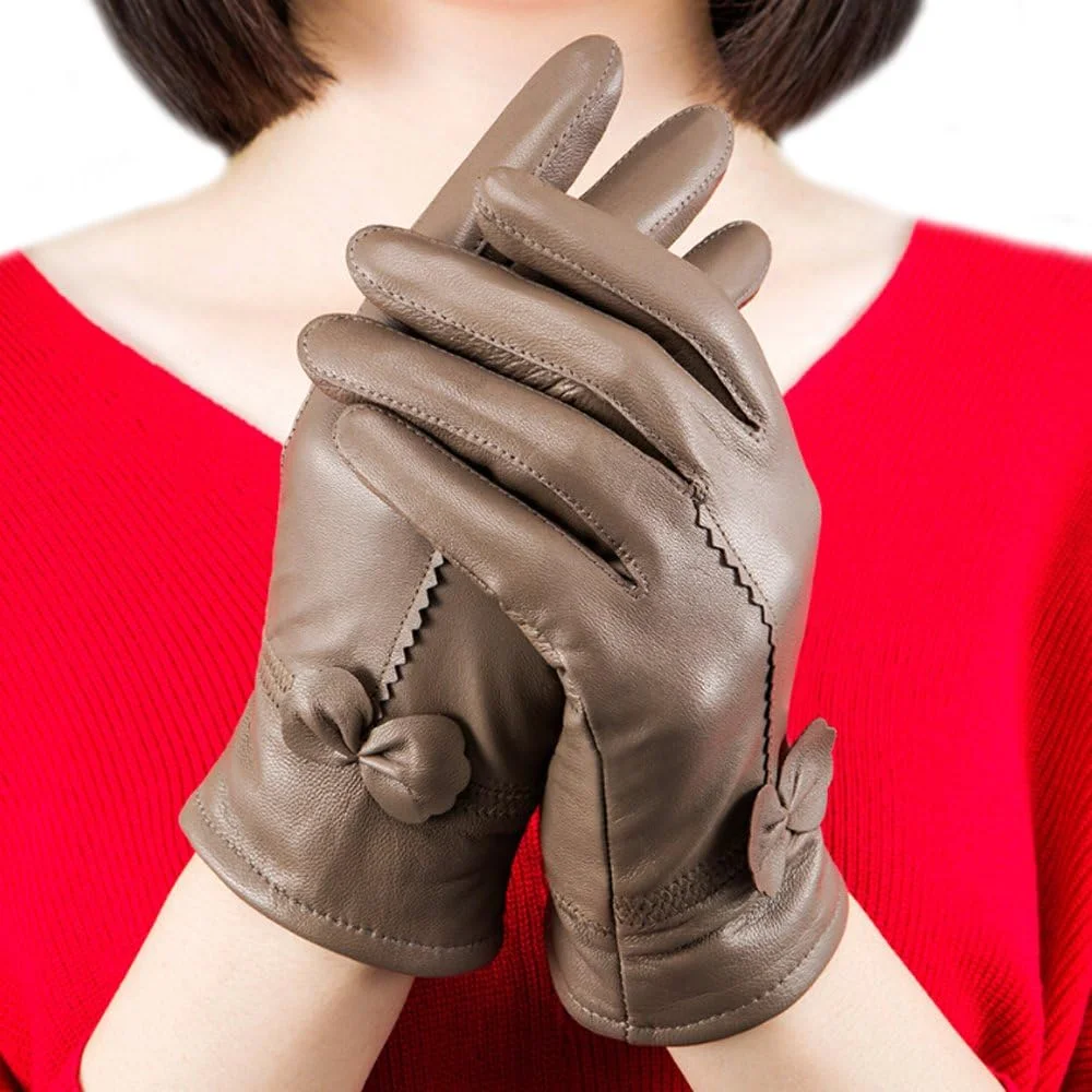 دستکش های چرمی نرم و با کیفیت عالی زنانه برای زمستان، دستکش های پشمی آستر دار دستکش های چرمی نرم و با کیفیت عالی زنانه برای زمستان، دستکش های پشمی آستر دار