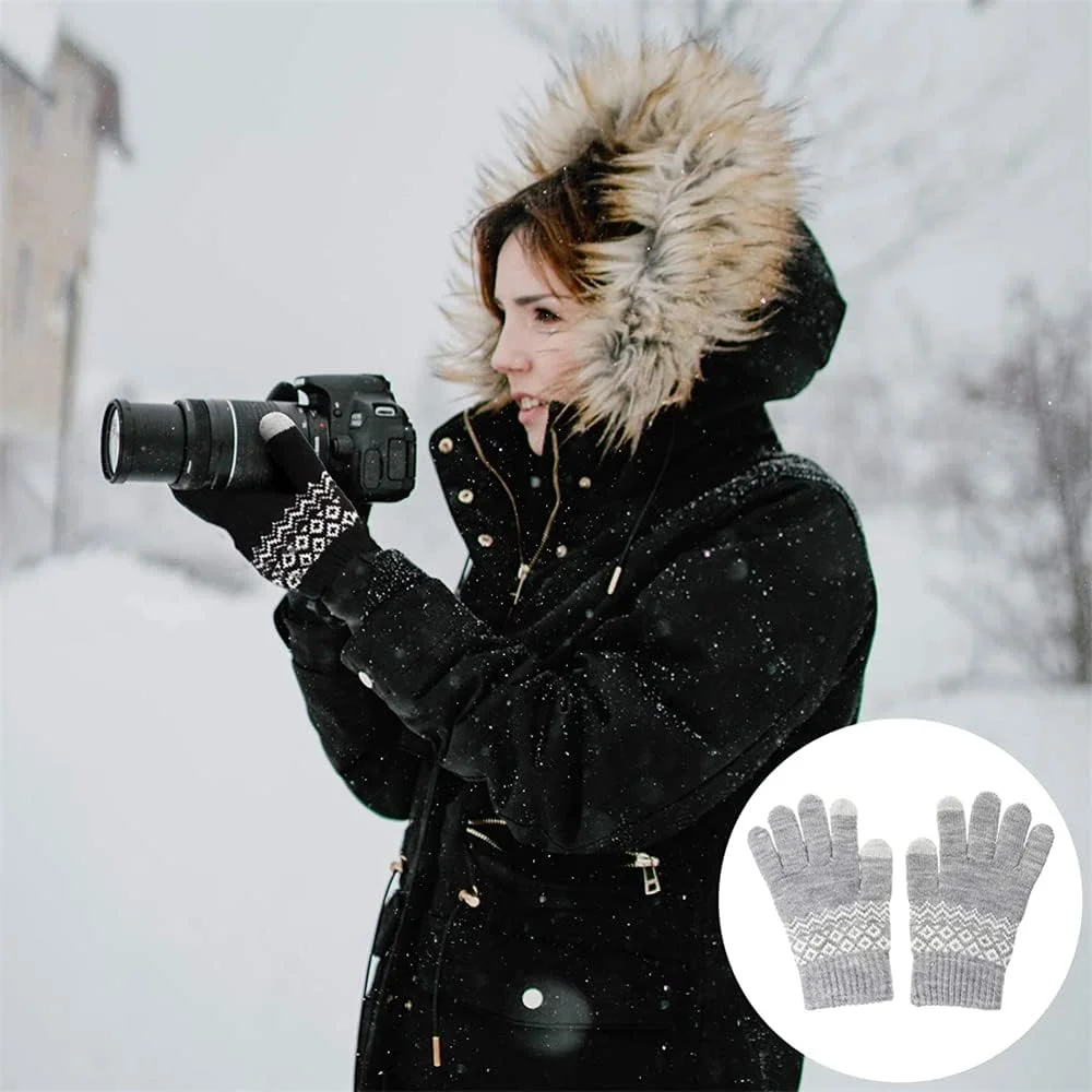 دستکش های زمستانی زنانه با قابلیت لمس صفحه نمایش، دستکش های بافتنی گرم با آستر پشمی و مچ کشی، دستکش های بافتنی تک رنگ گرم و ضد باد زمستانی، دستکش با انگشتان لمسی (خاکستری) دستکش های زمستانی زنانه با قابلیت لمس صفحه نمایش، دستکش های بافتنی گرم با آستر پشمی و مچ کشی، دستکش های بافتنی تک رنگ گرم و ضد باد زمستانی، دستکش با انگشتان لمسی (خاکستری)