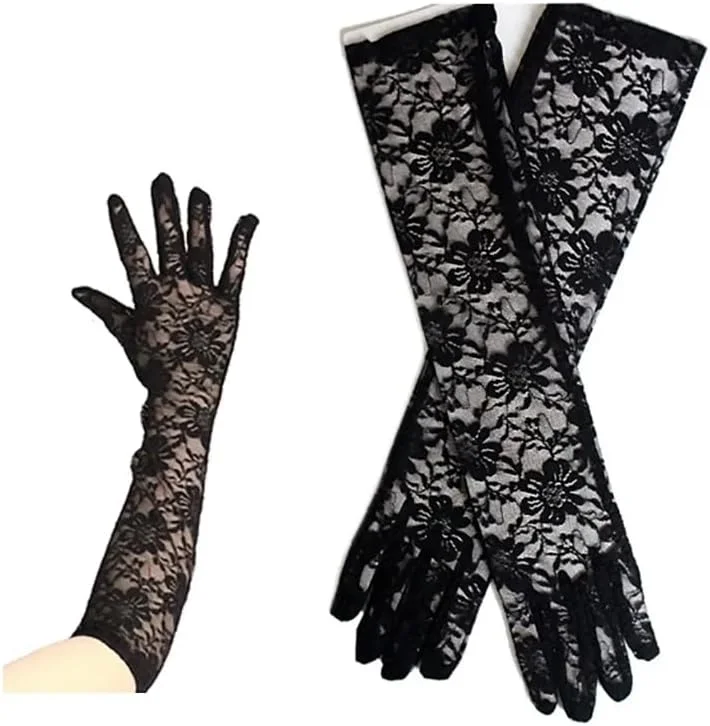 دستکش توری بلند زنانه، دستکش ضد آفتاب رانندگی، اکسسوری لباس عروس توری جذاب دستکش توری بلند زنانه، دستکش ضد آفتاب رانندگی، اکسسوری لباس عروس توری جذاب