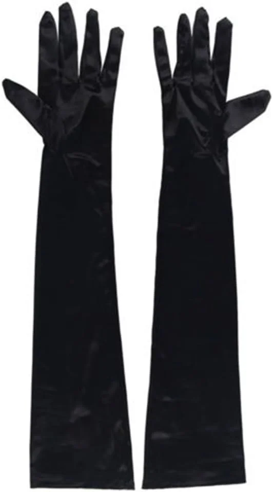 دستکش های بلند زنانه DreamHigh مناسب مهمانی شب، 53 سانتی متر، ساتن مشکی/سفید، بدون انگشت دستکش های بلند زنانه DreamHigh مناسب مهمانی شب، 53 سانتی متر، ساتن مشکی/سفید، بدون انگشت