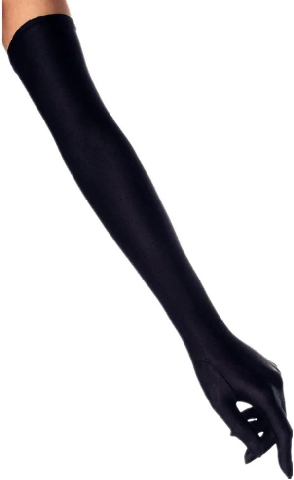 دستکش های بلند زنانه DreamHigh مناسب مهمانی شب، 53 سانتی متر، ساتن مشکی/سفید، بدون انگشت دستکش های بلند زنانه DreamHigh مناسب مهمانی شب، 53 سانتی متر، ساتن مشکی/سفید، بدون انگشت