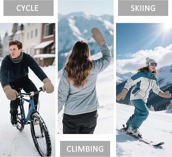 دستکش های زمستانی زنانه با آستر پشمی گرم، بافت ضخیم و نرم و راحت برای هوای سرد دستکش های زمستانی زنانه با آستر پشمی گرم، بافت ضخیم و نرم و راحت برای هوای سرد