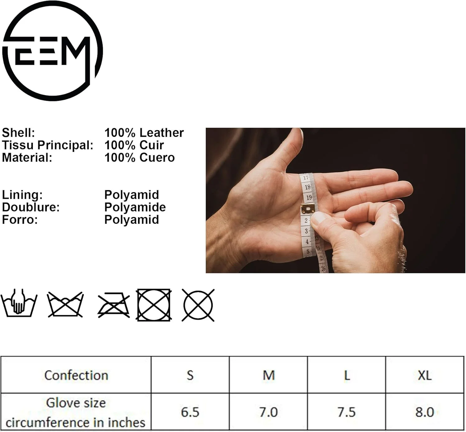 دستکش چرمی زنانه EEM، چرم نرم ایتالیایی، آستر پشمی نرم، قابلیت لمسی، سه دکمه دستکش چرمی زنانه EEM، چرم نرم ایتالیایی، آستر پشمی نرم، قابلیت لمسی، سه دکمه