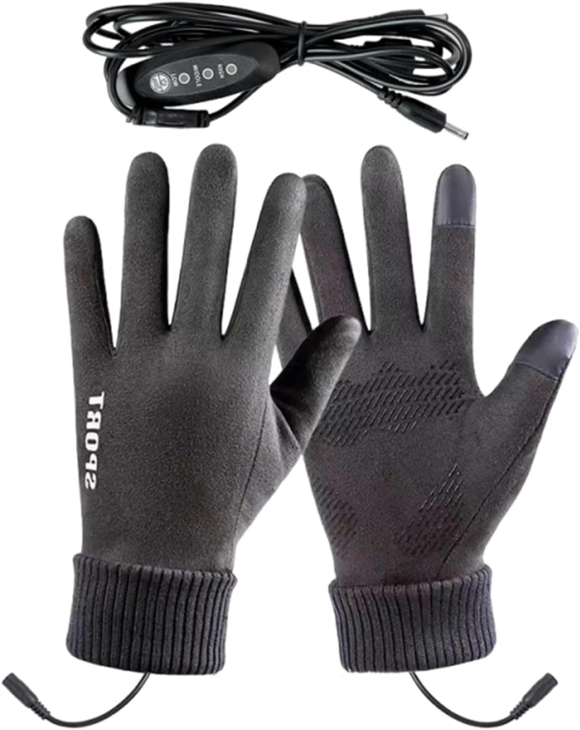 Heated Gloves | USB Heated Winter Gloves | Touchscreen 3 Temperature Settings Mittens for Hunting Cold Weather Driving Running Motorcycling Hiking