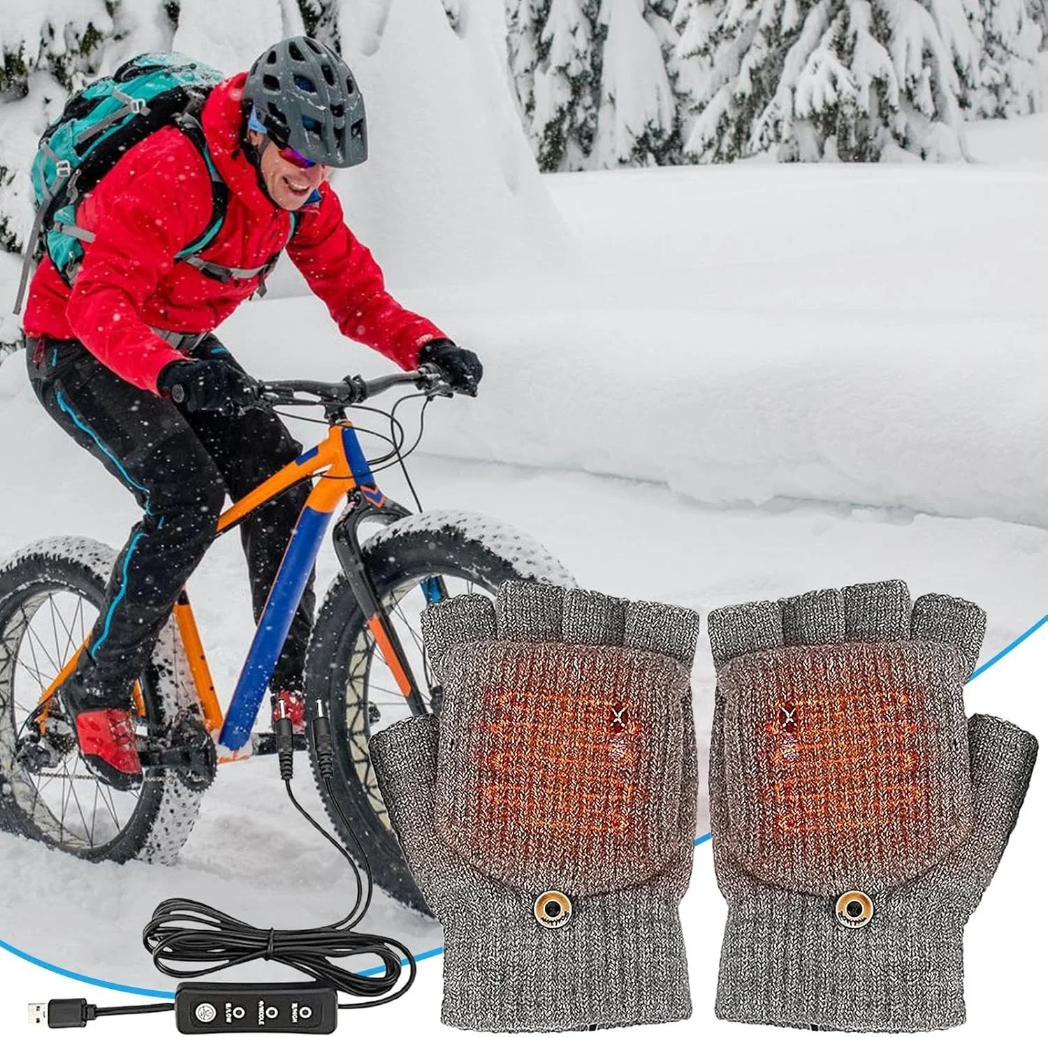 دستکش های گرمایشی مردانه - دستکش های USB گرم کننده دست 5 ولت - دستکش های گرمایشی USB با 3 سطح دما برای زنان - برای کمپینگ زمستانی، اسکی، فوتبال، گلف، موتورسواری، کار در فضای باز و میز کار اداری