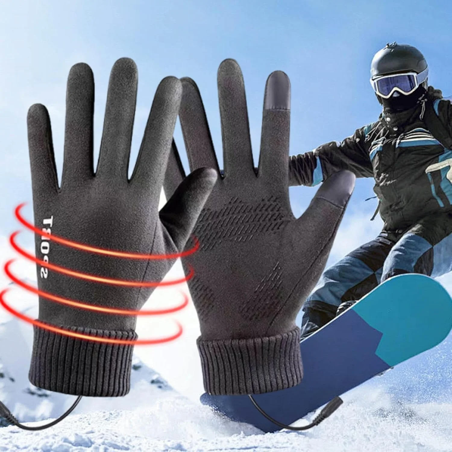 دستکش های گرم شونده USB برای آقایان و بانوان، دستکش های زمستانی گرم شونده USB، دارای صفحه لمسی، دارای 3 تنظیمات دما، مناسب برای شکار، رانندگی، دویدن، موتورسواری، پیاده روی، دستکش حرارتی هدیه زمستانی
