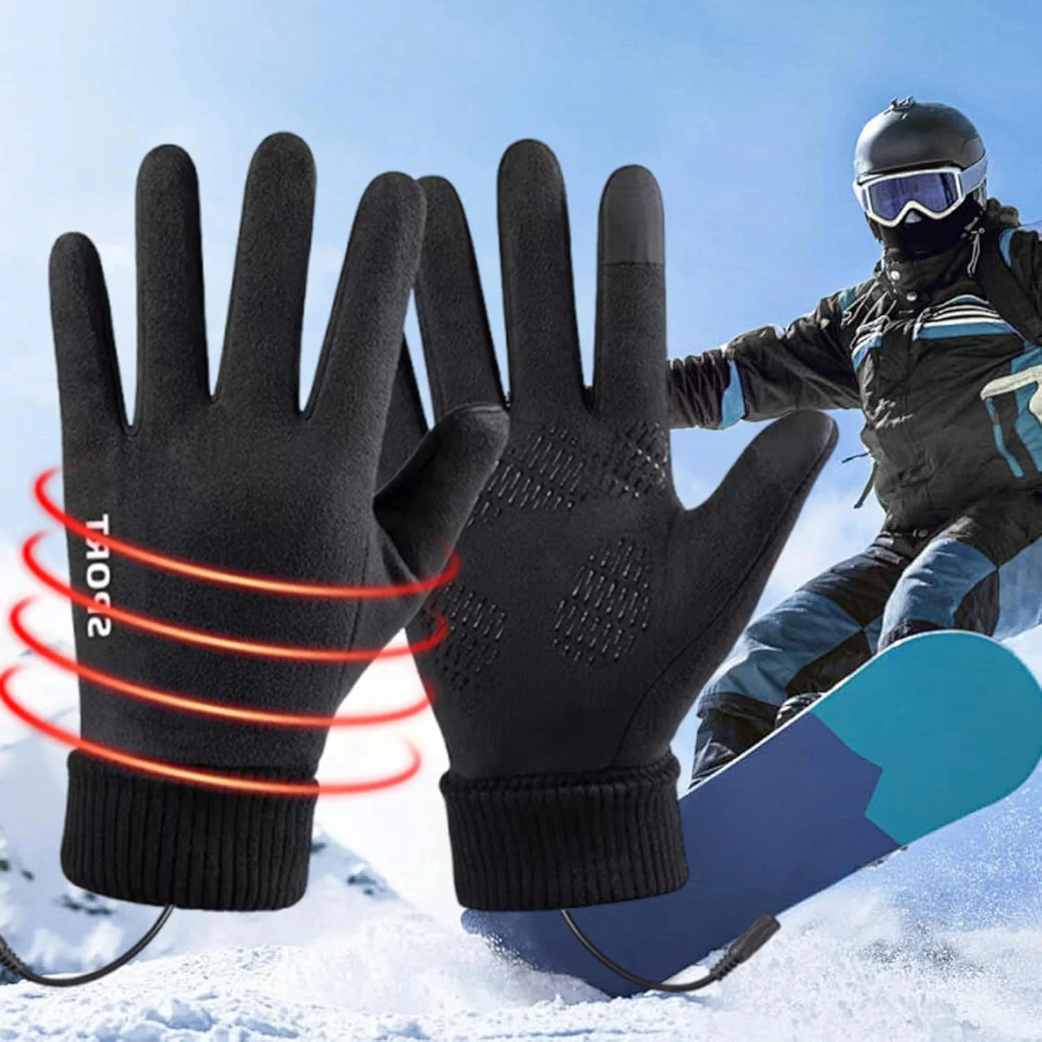 دستکش های گرمایشی مردانه | دستکش های گرم کننده USB با 3 تنظیم حرارت، مناسب برای دوچرخه سواری، اسکی، دویدن، پیاده روی، ورزش های زمستانی، رانندگی، موتورسواری و برف
