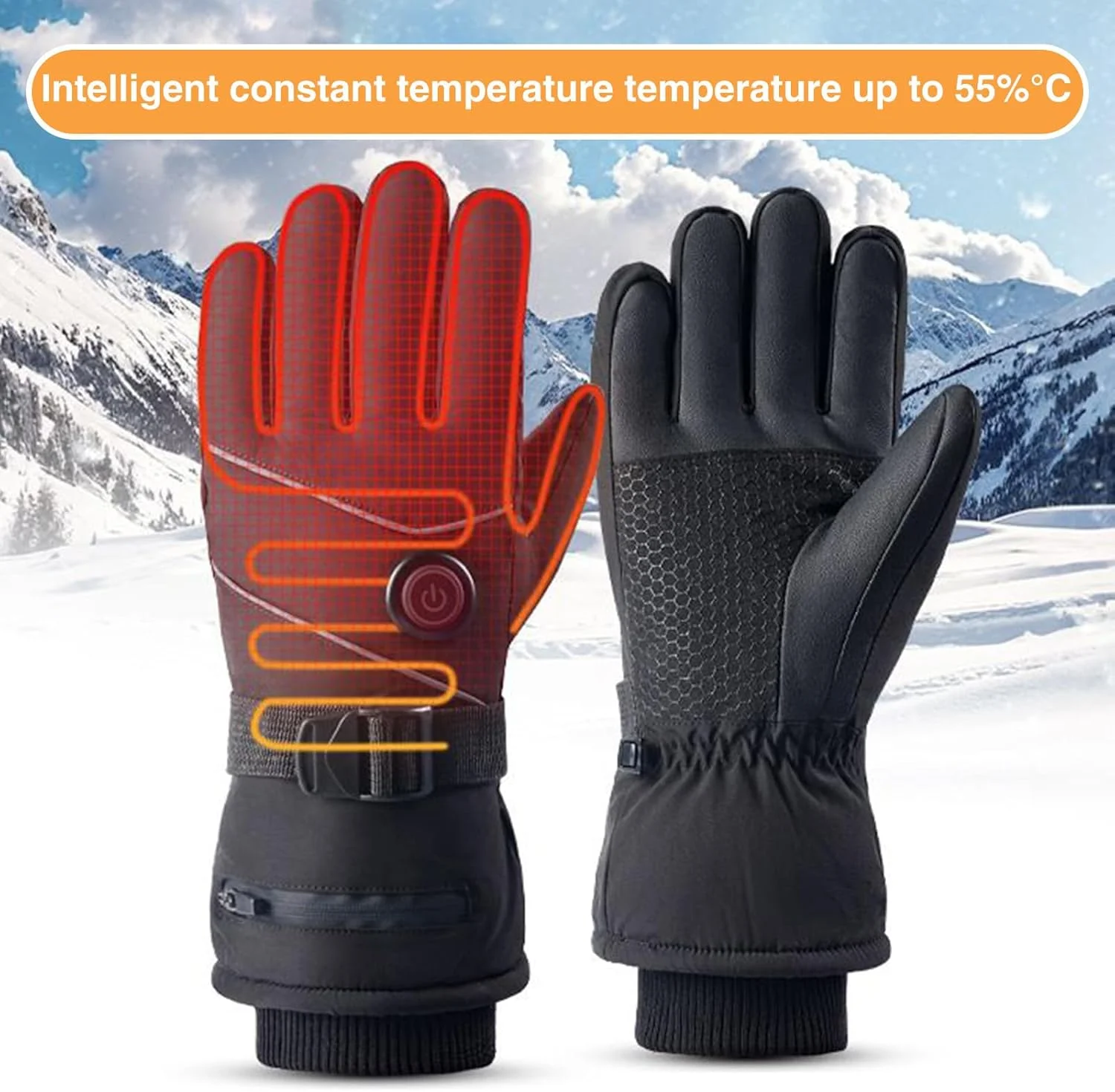 Rechargeable Heated Gloves | 3 Modes Adjustable Full Finger Electric Gloves,Touchscreen Mitten Hand Warmer for Travel Skiing Cycling Outdoor Snow Work Home Women Men