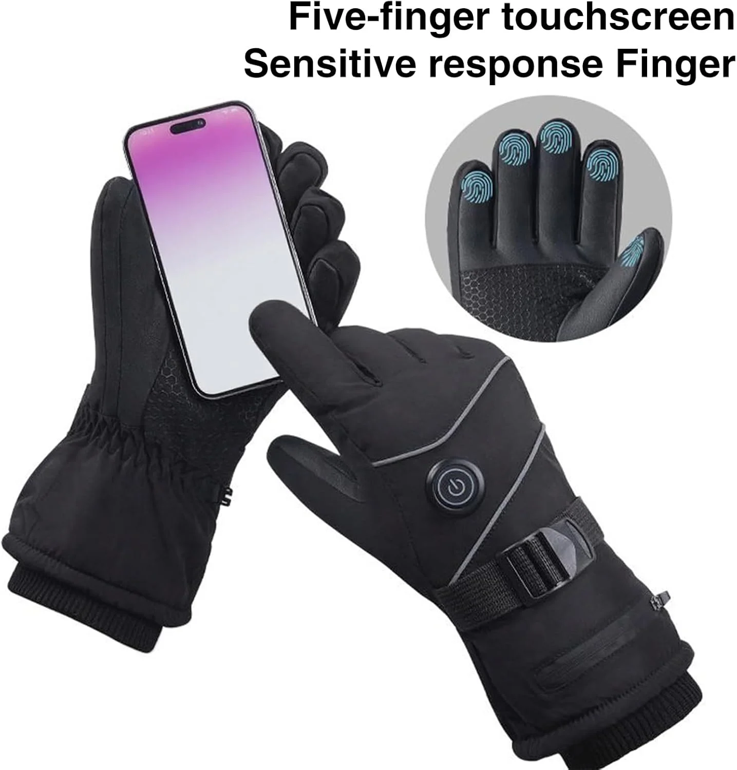 Rechargeable Heated Gloves | 3 Modes Adjustable Full Finger Electric Gloves,Touchscreen Mitten Hand Warmer for Travel Skiing Cycling Outdoor Snow Work Home Women Men