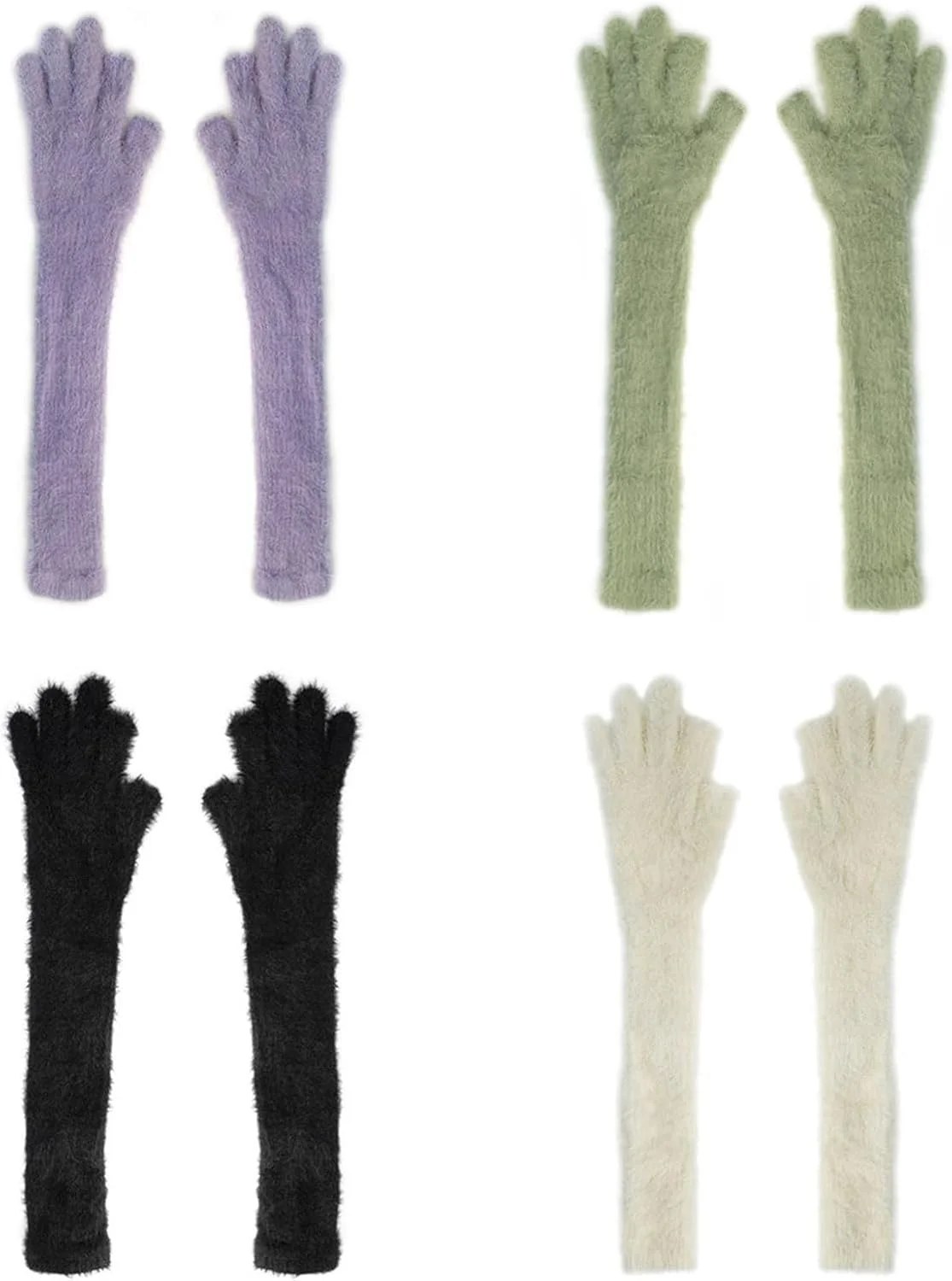 دستکش های دخترانه با دو انگشت باز، دستکش های گرم تمام انگشتی، دستکش های گرم کننده بازوی بلند برای زنان و مردان، لوازم زمستانی بافتنی ضد باد برای هوای سرد دستکش های دخترانه با دو انگشت باز، دستکش های گرم تمام انگشتی، دستکش های گرم کننده بازوی بلند برای زنان و مردان، لوازم زمستانی بافتنی ضد باد برای هوای سرد