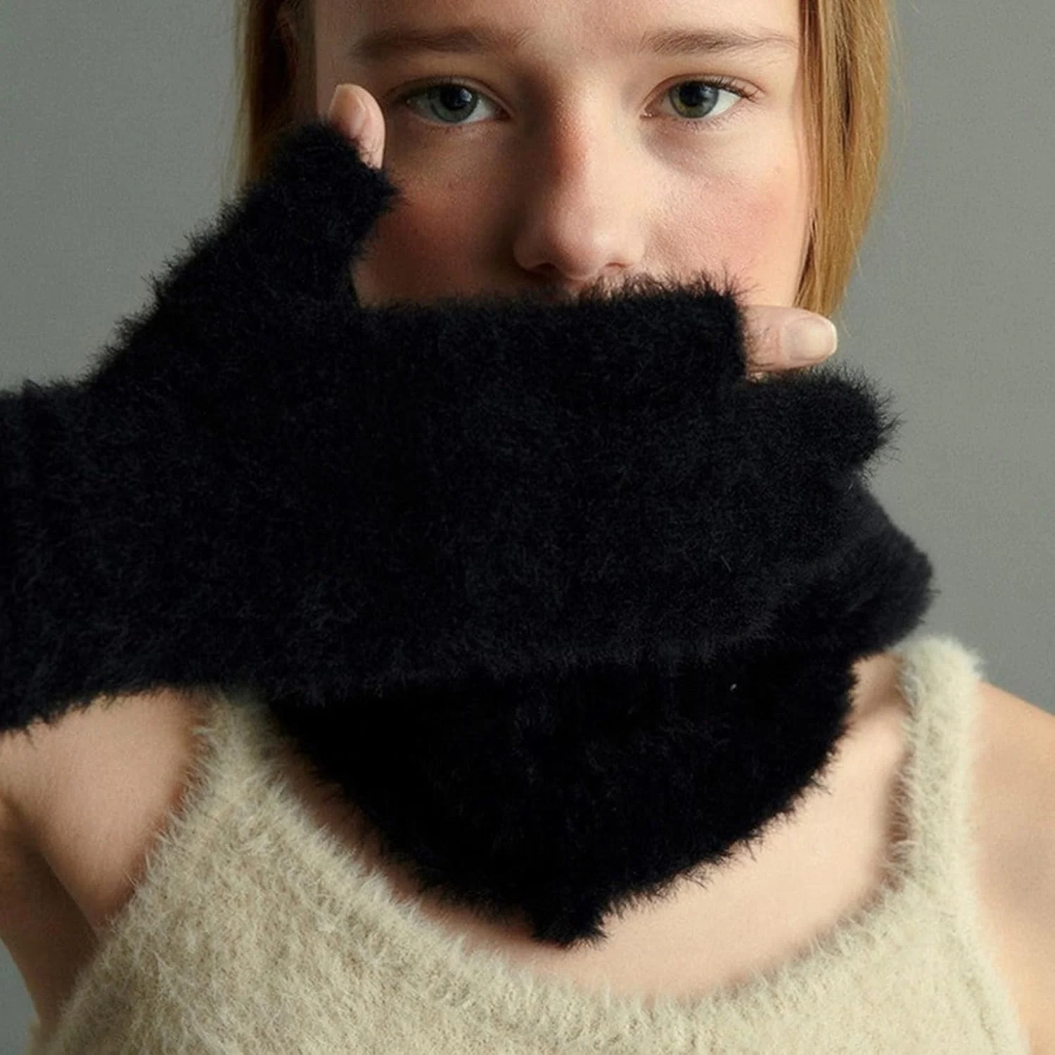 دستکش های دخترانه با دو انگشت باز، دستکش های گرم تمام انگشتی، دستکش های گرم کننده بازوی بلند برای زنان و مردان، لوازم زمستانی بافتنی ضد باد برای هوای سرد دستکش های دخترانه با دو انگشت باز، دستکش های گرم تمام انگشتی، دستکش های گرم کننده بازوی بلند برای زنان و مردان، لوازم زمستانی بافتنی ضد باد برای هوای سرد