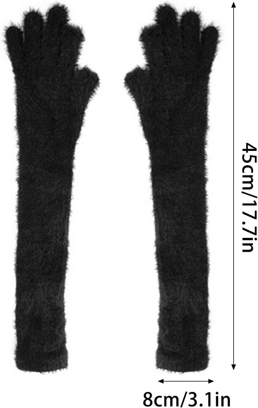 دستکش های دخترانه با دو انگشت باز، دستکش های گرم تمام انگشتی، دستکش های گرم کننده بازوی بلند برای زنان و مردان، لوازم زمستانی بافتنی ضد باد برای هوای سرد دستکش های دخترانه با دو انگشت باز، دستکش های گرم تمام انگشتی، دستکش های گرم کننده بازوی بلند برای زنان و مردان، لوازم زمستانی بافتنی ضد باد برای هوای سرد