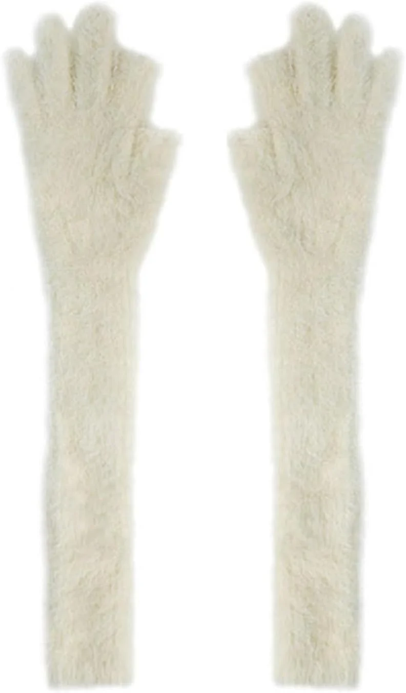 دستکش های دخترانه با دو انگشت باز، دستکش های گرم تمام انگشتی، دستکش های گرم کننده بازوی بلند برای زنان و مردان، لوازم زمستانی بافتنی ضد باد برای هوای سرد دستکش های دخترانه با دو انگشت باز، دستکش های گرم تمام انگشتی، دستکش های گرم کننده بازوی بلند برای زنان و مردان، لوازم زمستانی بافتنی ضد باد برای هوای سرد