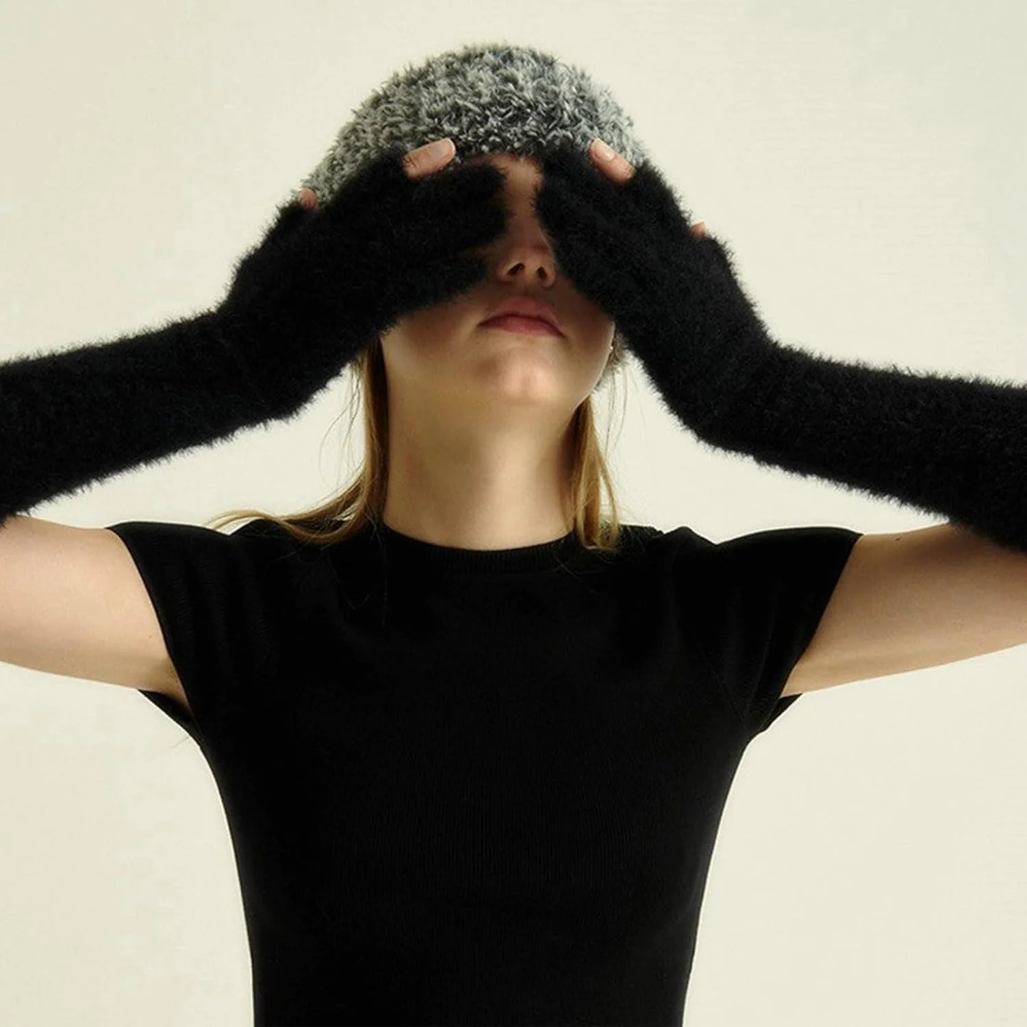 دستکش های دخترانه با دو انگشت باز، دستکش های گرم تمام انگشتی، دستکش های گرم کننده بازوی بلند برای زنان و مردان، لوازم زمستانی بافتنی ضد باد برای هوای سرد دستکش های دخترانه با دو انگشت باز، دستکش های گرم تمام انگشتی، دستکش های گرم کننده بازوی بلند برای زنان و مردان، لوازم زمستانی بافتنی ضد باد برای هوای سرد