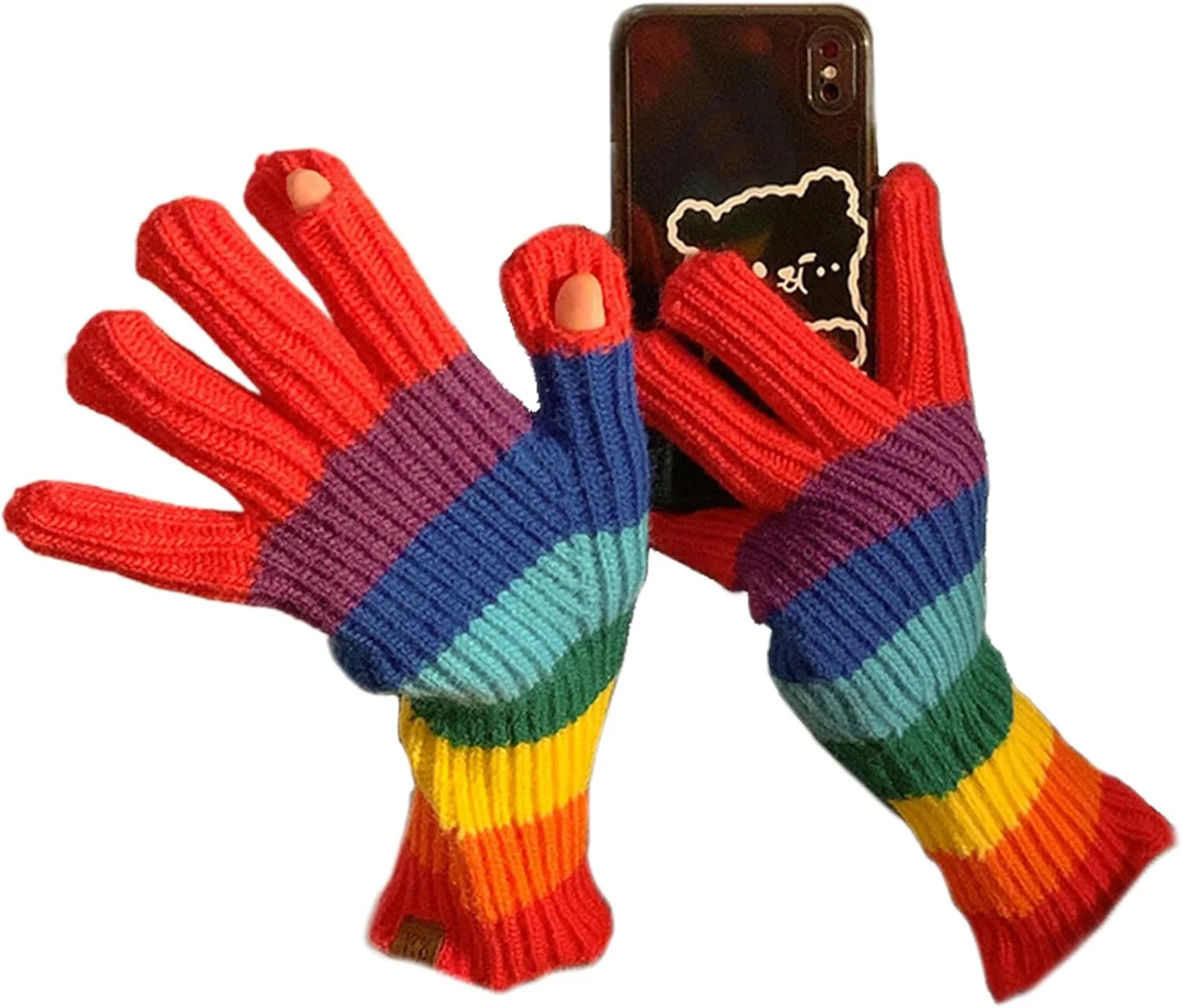 دستکش های زمستانی، دستکش های رنگین کمانی کشسان صفحه لمسی، دستکش های بافتنی رانندگی زمستانی زنانه | برای اسکی، شکار، ماجراجویی در فضای باز، رفت و آمد، خرید، ورزش، مسافرت روزانه