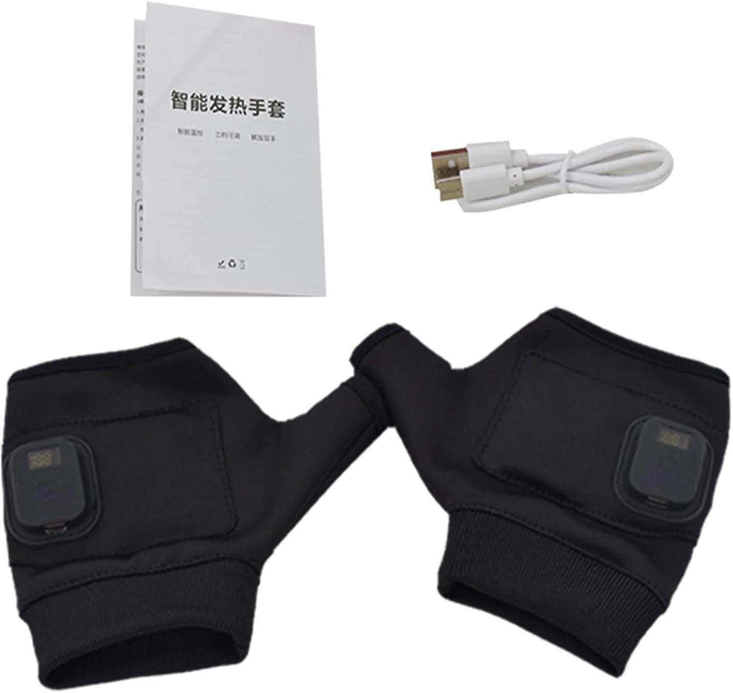 دستکش های گرمایشی | دستکش های نیم انگشتی گرم - دستکش های حرارتی برقی قابل شارژ USB برای زنان ورزش های فضای باز هوای سرد زمستانی دوچرخه سواری موتور سیکلت دویدن شکار کمپینگ پیاده روی تایپ کردن کار