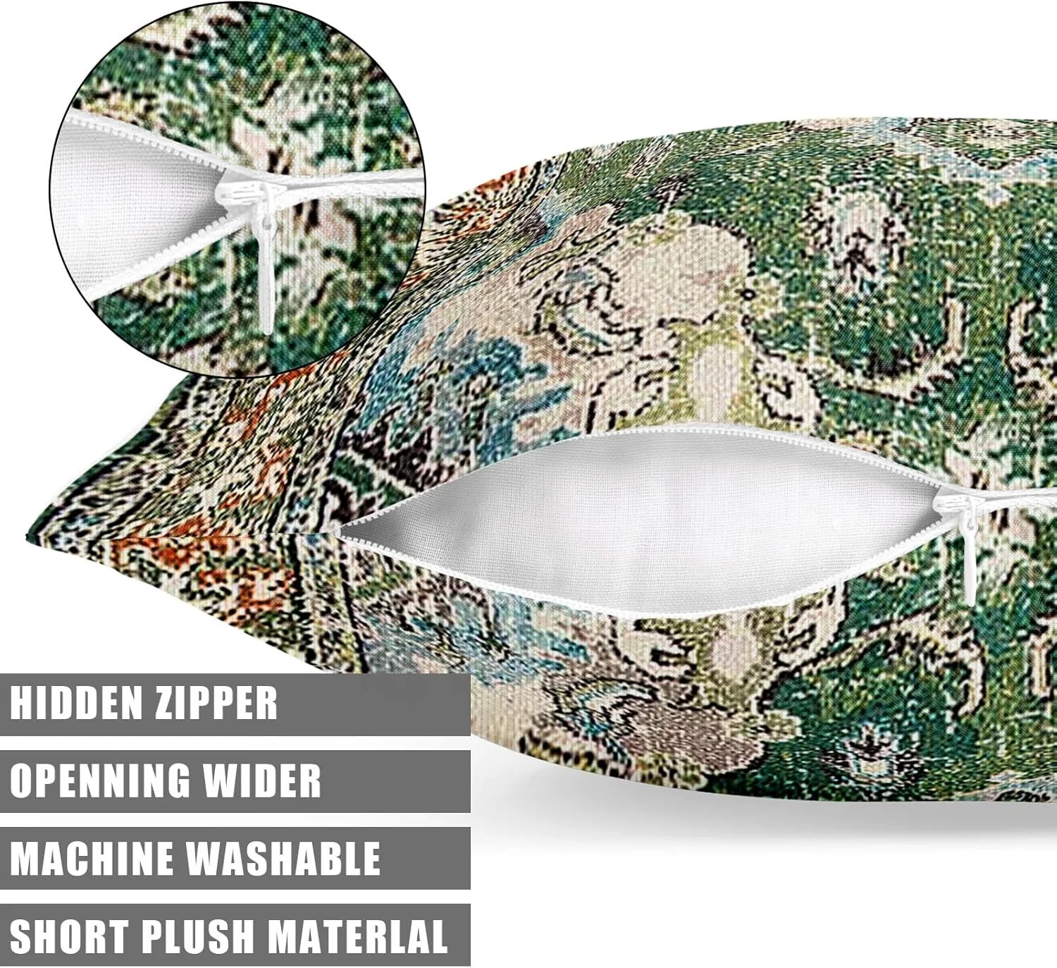 XPHZZL بسته 2 عددی روکش کوسن تزئینی نرم 60cm x 60cm، روکش بالشت مربعی طرح بوهمی برای مبل، اتاق خواب، پاسیو، باغ، سبز با زیپ نامرئی، 24 x 24 اینچ XPHZZL بسته 2 عددی روکش کوسن تزئینی نرم 60cm x 60cm، روکش بالشت مربعی طرح بوهمی برای مبل، اتاق خواب، پاسیو، باغ، سبز با زیپ نامرئی، 24 x 24 اینچ