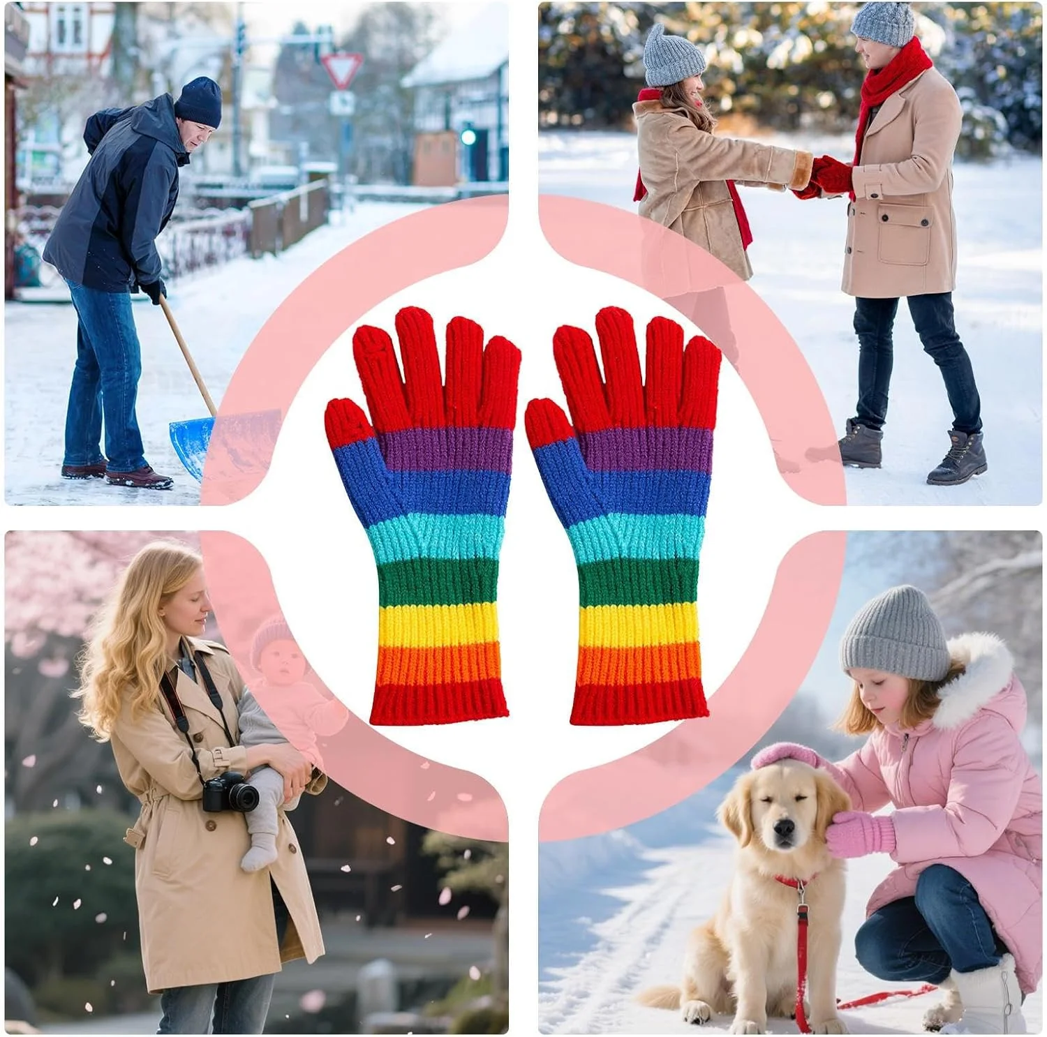 دستکش زمستانی - دستکش های راه راه رنگین کمانی کشی با قابلیت لمسی - دستکش بافتنی زمستانی زنانه | برای دویدن، پیاده روی، اسکیت، اسکی، ماهیگیری، شکار، ماجراجویی در فضای باز و رفت و آمد دستکش زمستانی - دستکش های راه راه رنگین کمانی کشی با قابلیت لمسی - دستکش بافتنی زمستانی زنانه | برای دویدن، پیاده روی، اسکیت، اسکی، ماهیگیری، شکار، ماجراجویی در فضای باز و رفت و آمد