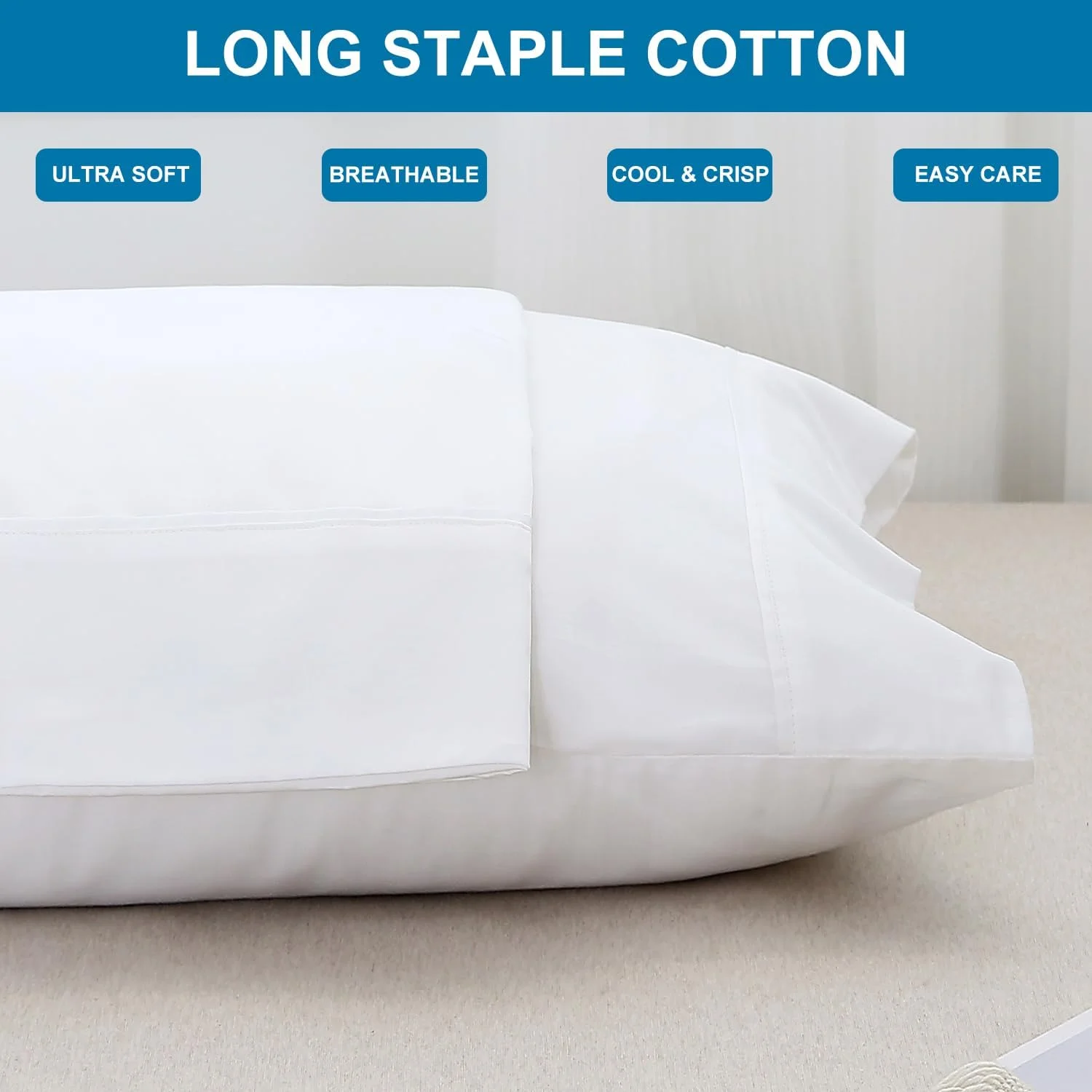 روبالشی های استاندارد WINLIFE، ست 2 عددی، 100% پنبه مصری، روبالشی های استاندارد 2 عدد، 50x66 سانتی متر، روکش بالش نرم و قابل تنفس، سفید روشن روبالشی های استاندارد WINLIFE، ست 2 عددی، 100% پنبه مصری، روبالشی های استاندارد 2 عدد، 50x66 سانتی متر، روکش بالش نرم و قابل تنفس، سفید روشن