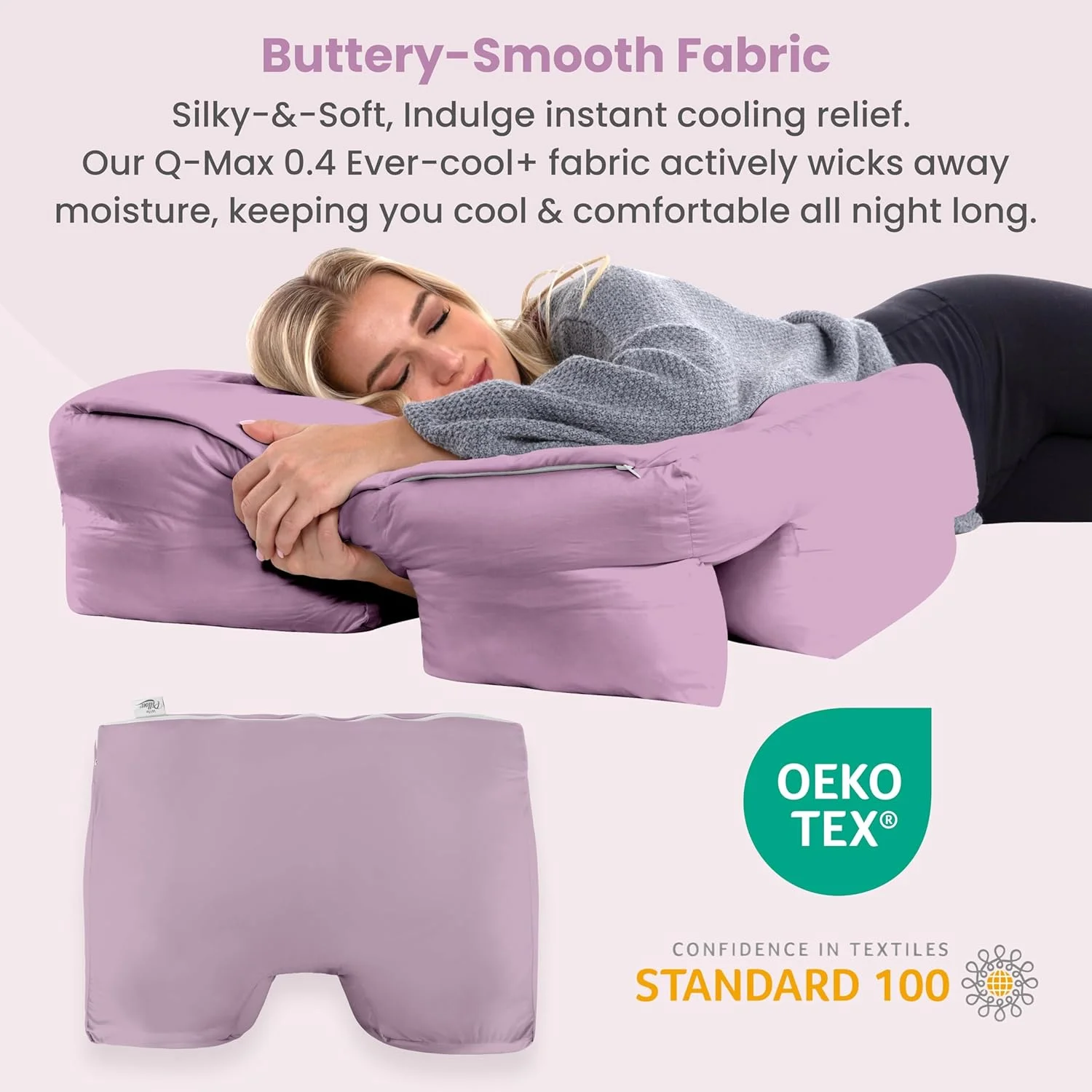 روبالشتی خنک کننده Wife Pillow: پارچه خنک کننده Q-Max 0.4، نرم و لطیف، تنفس پذیر، ابریشمی و سازگار با پوست. روکش قابل شستشو با زیپ. طراحی شده برای خواب راحت و با طراوت، Purple Bliss روبالشتی خنک کننده Wife Pillow: پارچه خنک کننده Q-Max 0.4، نرم و لطیف، تنفس پذیر، ابریشمی و سازگار با پوست. روکش قابل شستشو با زیپ. طراحی شده برای خواب راحت و با طراوت، Purple Bliss