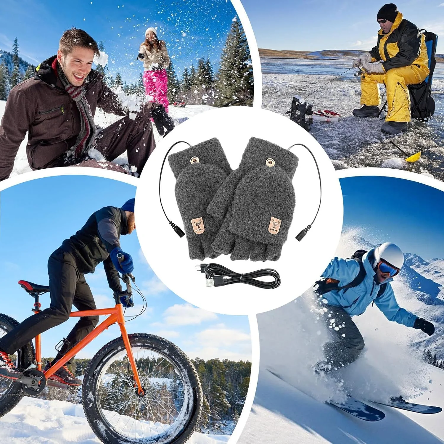 دستکش های گرمایشی شکار - دستکش های گرم زمستانی | دستکش های گرمایشی USB 5 ولت برای ماهیگیری روی یخ، باغبانی، پیاده روی، کار، مسافرت زمستانی، اسنوبورد، علاقه مندان به ورزش، رانندگان تحویل دستکش های گرمایشی شکار - دستکش های گرم زمستانی | دستکش های گرمایشی USB 5 ولت برای ماهیگیری روی یخ، باغبانی، پیاده روی، کار، مسافرت زمستانی، اسنوبورد، علاقه مندان به ورزش، رانندگان تحویل