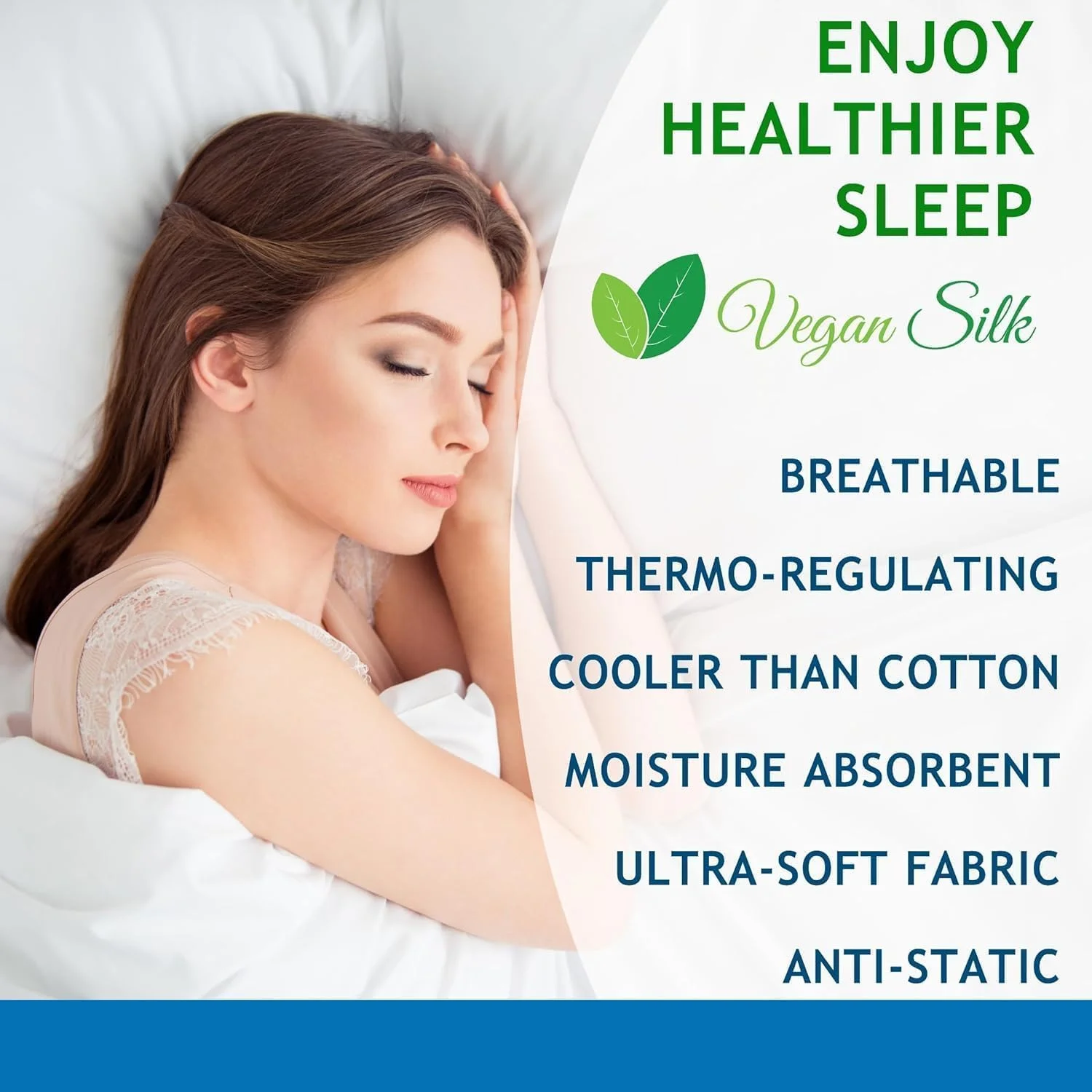 روبالشی گیاهی ابریشمی بامبو - ست 2 عددی روبالشی کوئین با زیپ، روبالشی خنک کننده برای افراد گرمایی روبالشی گیاهی ابریشمی بامبو - ست 2 عددی روبالشی کوئین با زیپ، روبالشی خنک کننده برای افراد گرمایی