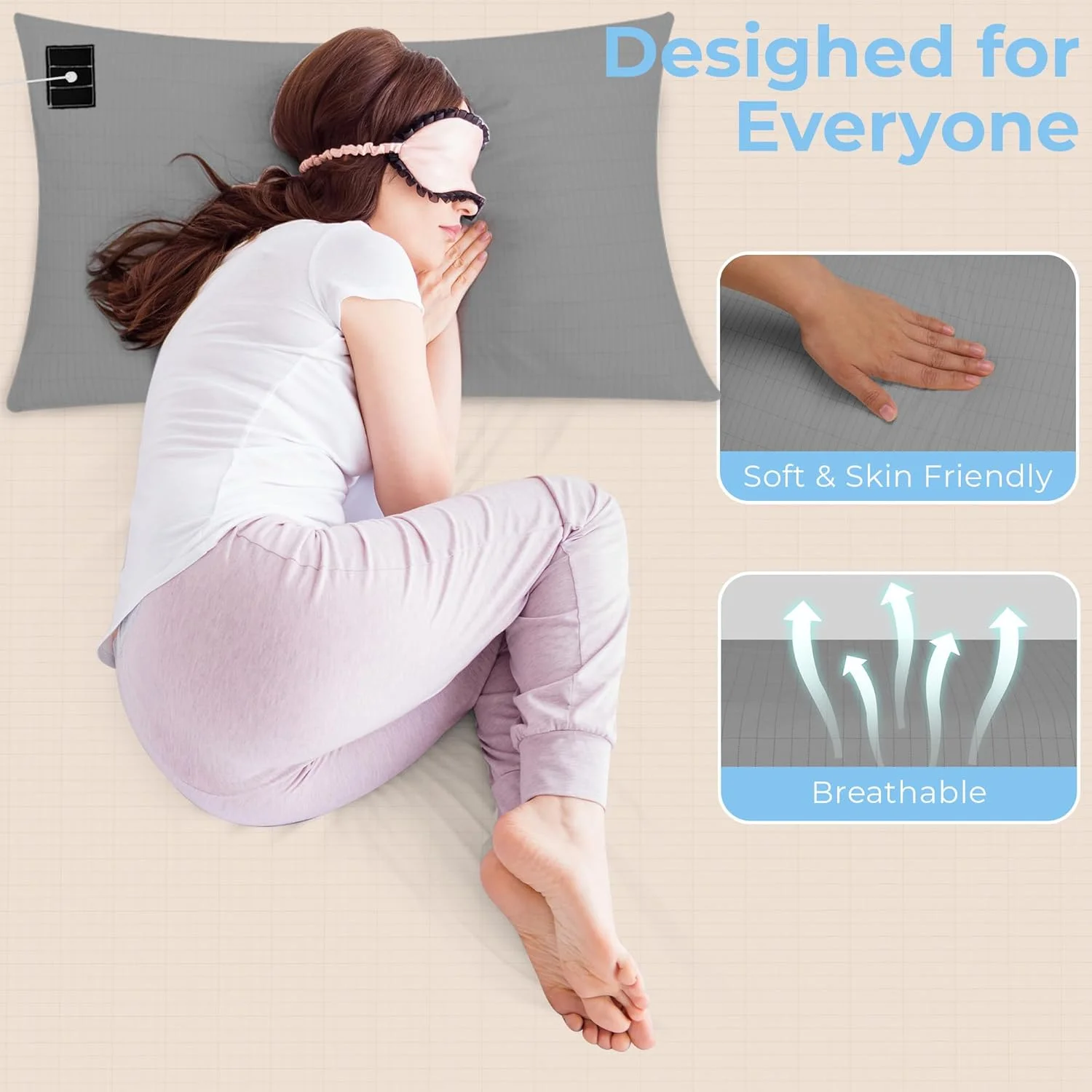 روبالشتی اتصال به زمین VigorVortex با سیم اتصال به زمین بریتانیا، تشک اتصال به زمین رسانا برای خواب بهتر 51x76 سانتی متر خاکستری 1 عدد روبالشتی اتصال به زمین VigorVortex با سیم اتصال به زمین بریتانیا، تشک اتصال به زمین رسانا برای خواب بهتر 51x76 سانتی متر خاکستری 1 عدد