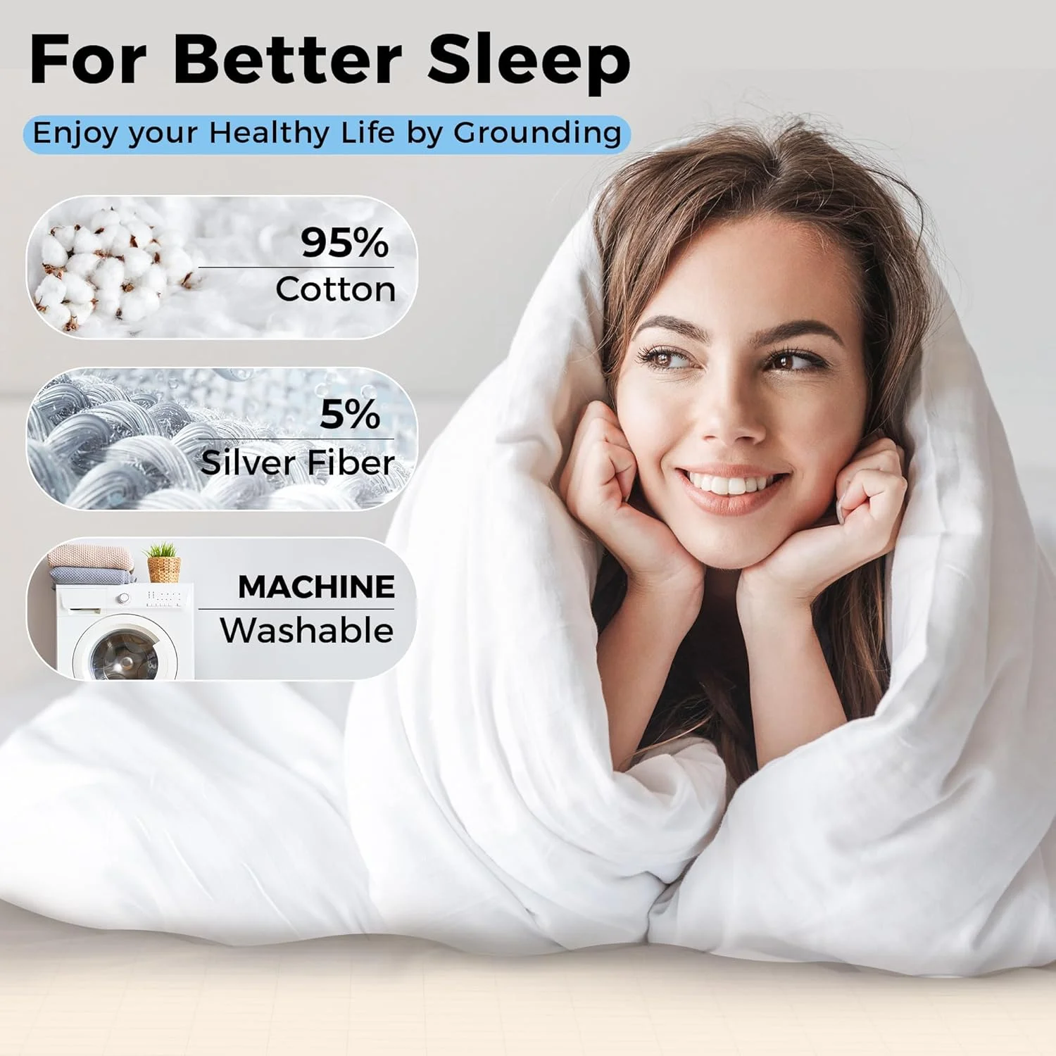 روبالشتی اتصال به زمین VigorVortex با سیم اتصال به زمین بریتانیا، تشک اتصال به زمین رسانا برای خواب بهتر 51x76 سانتی متر خاکستری 1 عدد روبالشتی اتصال به زمین VigorVortex با سیم اتصال به زمین بریتانیا، تشک اتصال به زمین رسانا برای خواب بهتر 51x76 سانتی متر خاکستری 1 عدد