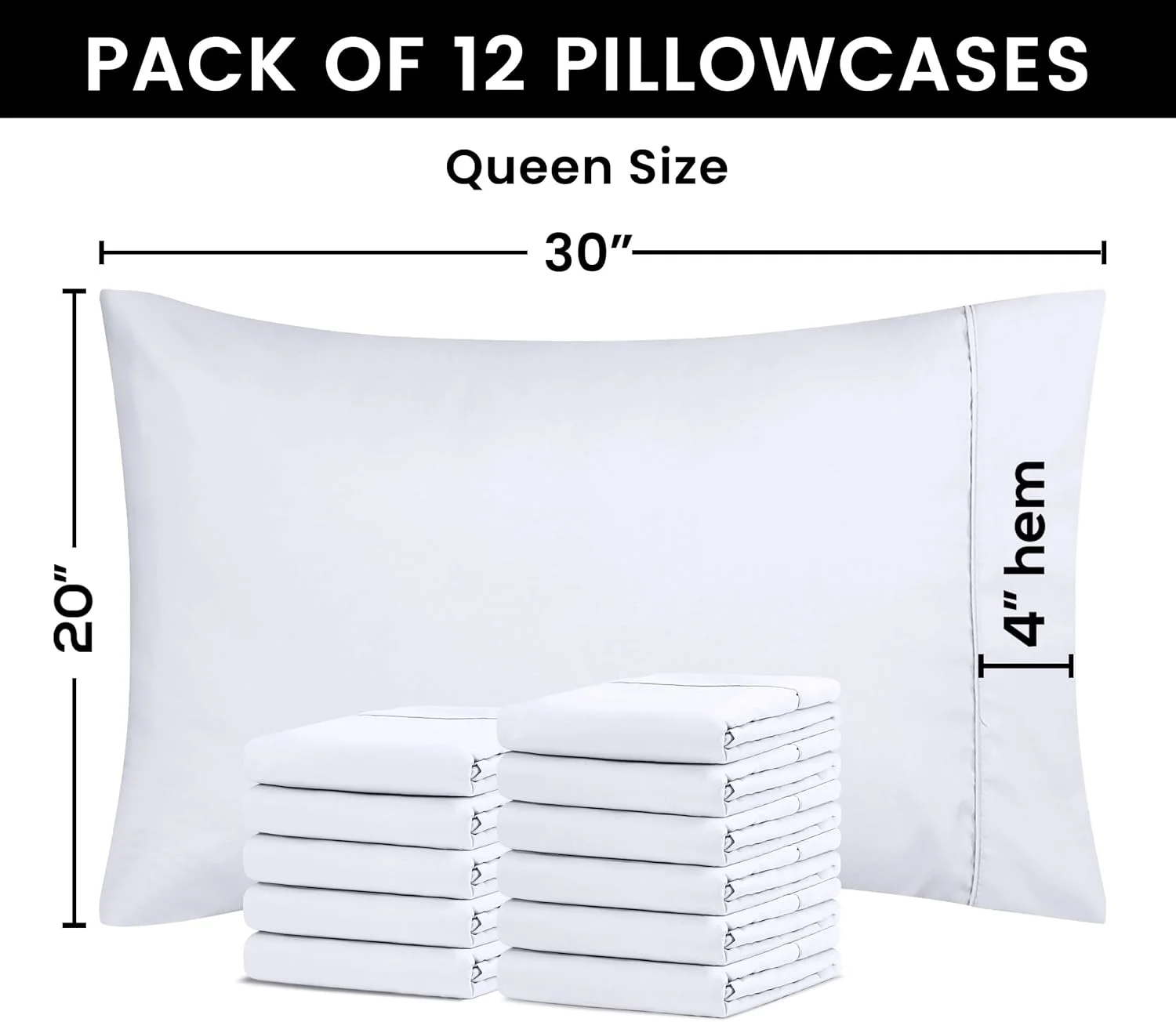 رو بالشی کویین Utopia Bedding - بسته 12 عددی - ست رو بالشی عمده - بسته شدن پاکتی - پارچه میکروفیبر برس خورده نرم - مقاوم در برابر چروک و رنگ رفتگی - سایز 50 در 76 سانتیمتر (کویین، سفید) رو بالشی کویین Utopia Bedding - بسته 12 عددی - ست رو بالشی عمده - بسته شدن پاکتی - پارچه میکروفیبر برس خورده نرم - مقاوم در برابر چروک و رنگ رفتگی - سایز 50 در 76 سانتیمتر (کویین، سفید)