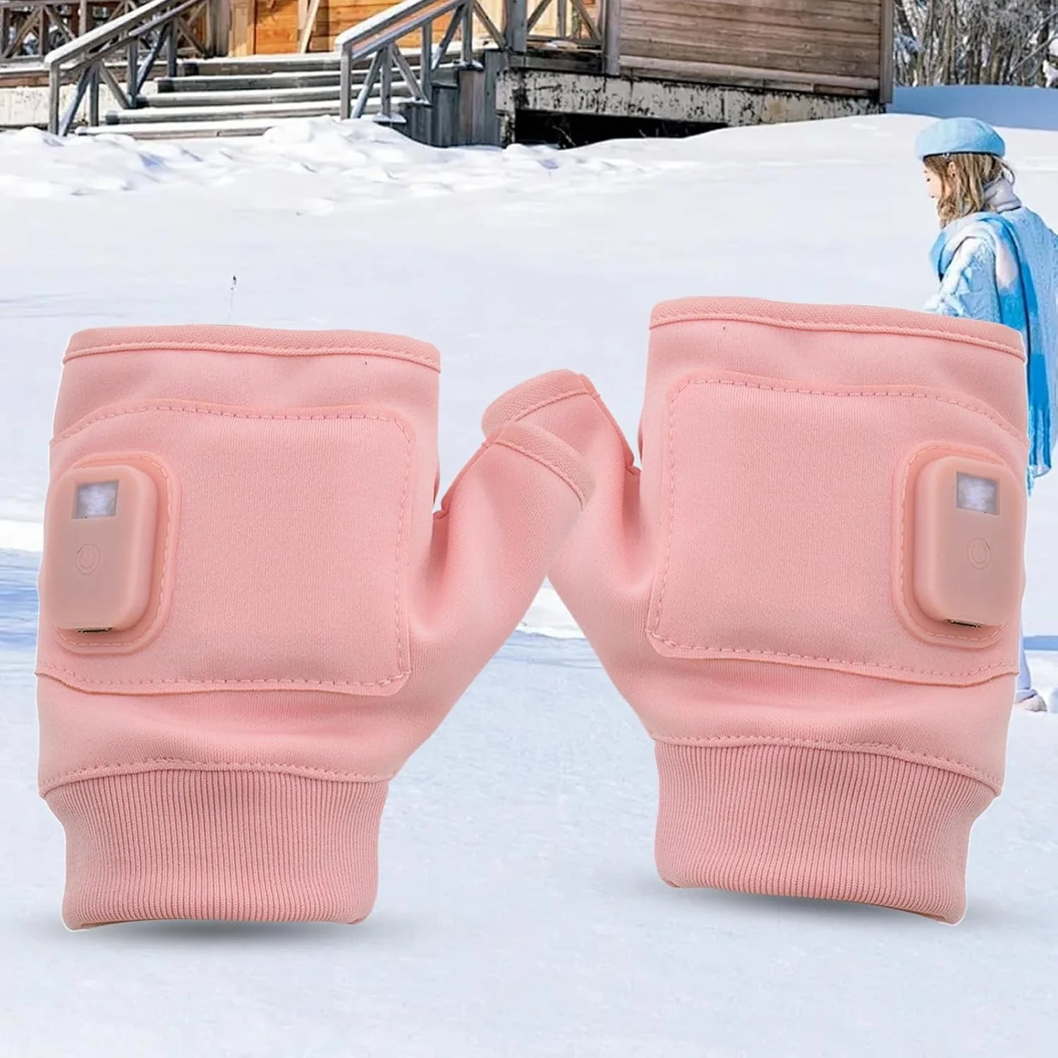 Heated Mittens - Fingerless Mountaineering Mittens,USB Electric Heated Rechargeable Hand Warm Gloves for Typing Motorcycle Running Cold Weather Men Camping Winter Hunting Outdoor Work Cycling Gear