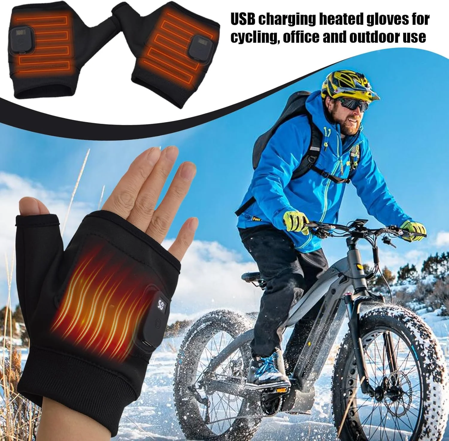 Heated Gloves for Women | Fingerless Mountaineering Mittens,USB Rechargeable Electric Thermal Heated Hand Gloves for Women Men Winter Outdoor Typing Running Motorcycle Camping Cycling Work Hunting Heated Gloves for Women | Fingerless Mountaineering Mittens,USB Rechargeable Electric Thermal Heated Hand Gloves for Women Men Winter Outdoor Typing Running Motorcycle Camping Cycling Work Hunting