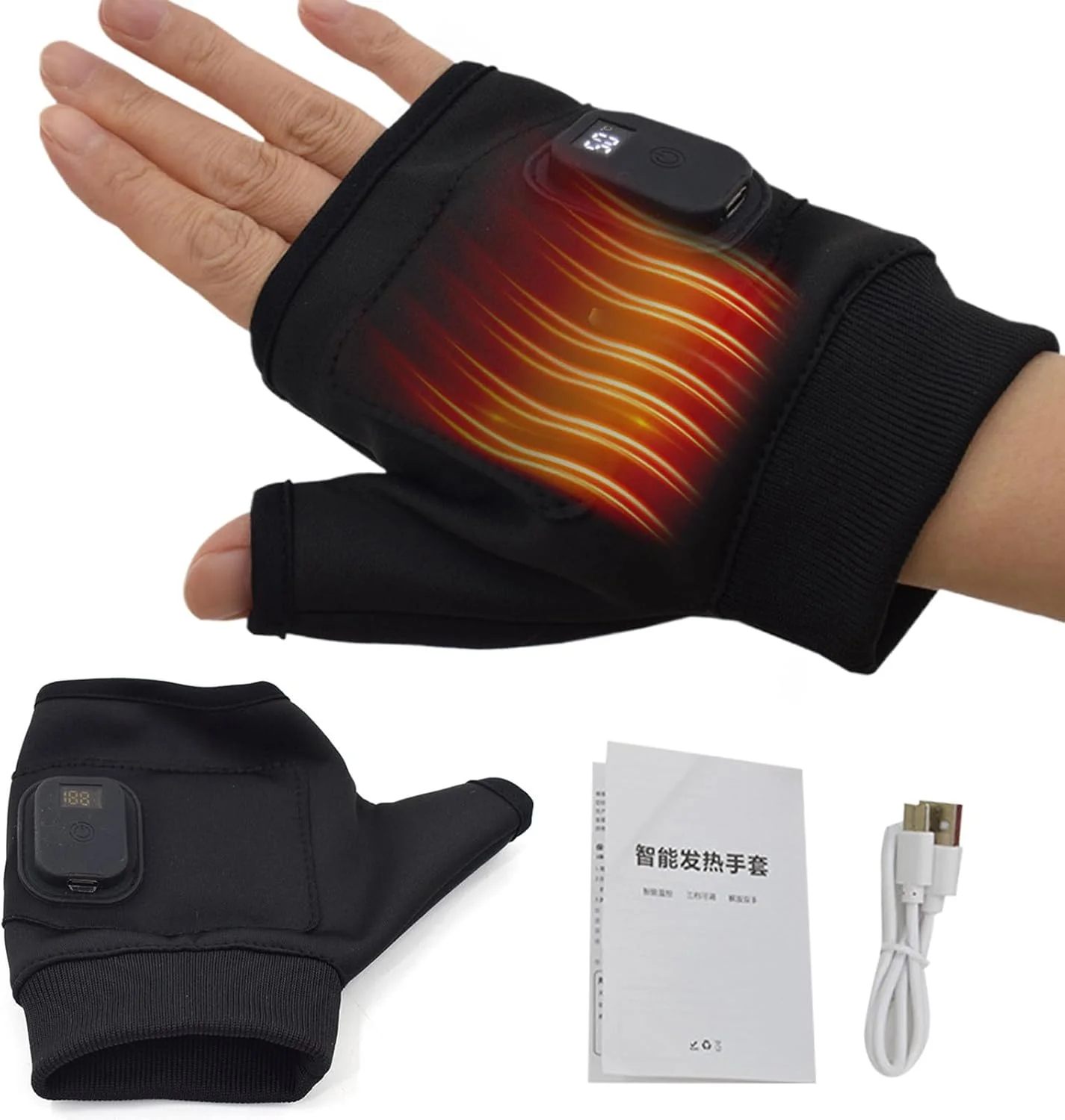 دستکش های گرمایشی شارژی - دستکش های بدون انگشت زمستانی - دستکش های حرارتی USB قابل شارژ برای زنان و مردان، مناسب برای هوای سرد زمستانی، دوچرخه سواری، موتورسواری، شکار در فضای باز، کمپینگ، پیاده روی، ورزش، کار و تایپ دستکش های گرمایشی شارژی - دستکش های بدون انگشت زمستانی - دستکش های حرارتی USB قابل شارژ برای زنان و مردان، مناسب برای هوای سرد زمستانی، دوچرخه سواری، موتورسواری، شکار در فضای باز، کمپینگ، پیاده روی، ورزش، کار و تایپ