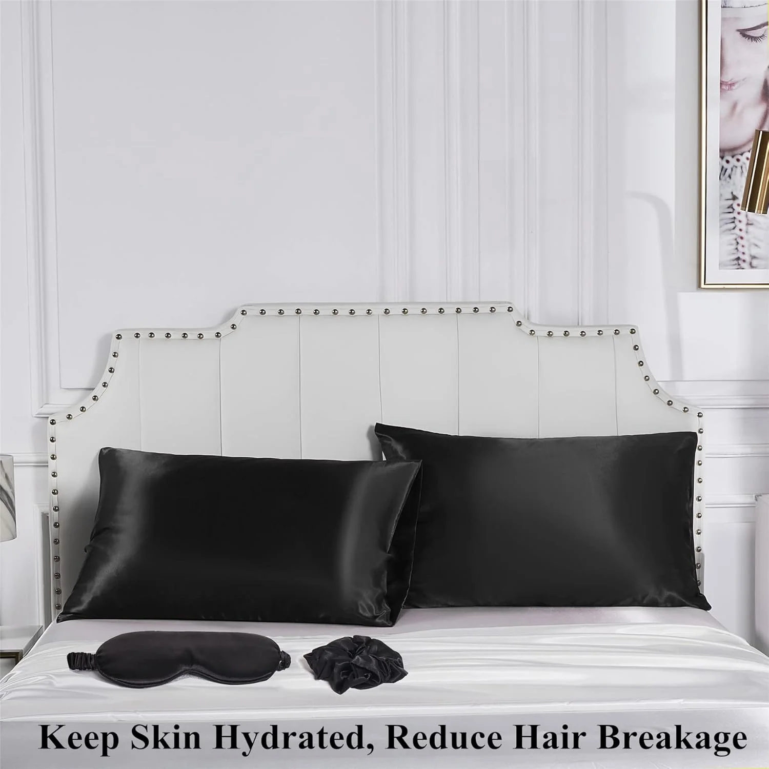 روبالشی ساتن مشکی URLINENS برای مو و پوست، ست روبالشی ابریشم وگان - 2 روبالشی ساتن، 1 چشم بند، 1 اسکرانچی - ست خواب لوکس، روبالشی های ساتن استاندارد ابریشمی با بستن پاکتی روبالشی ساتن مشکی URLINENS برای مو و پوست، ست روبالشی ابریشم وگان - 2 روبالشی ساتن، 1 چشم بند، 1 اسکرانچی - ست خواب لوکس، روبالشی های ساتن استاندارد ابریشمی با بستن پاکتی