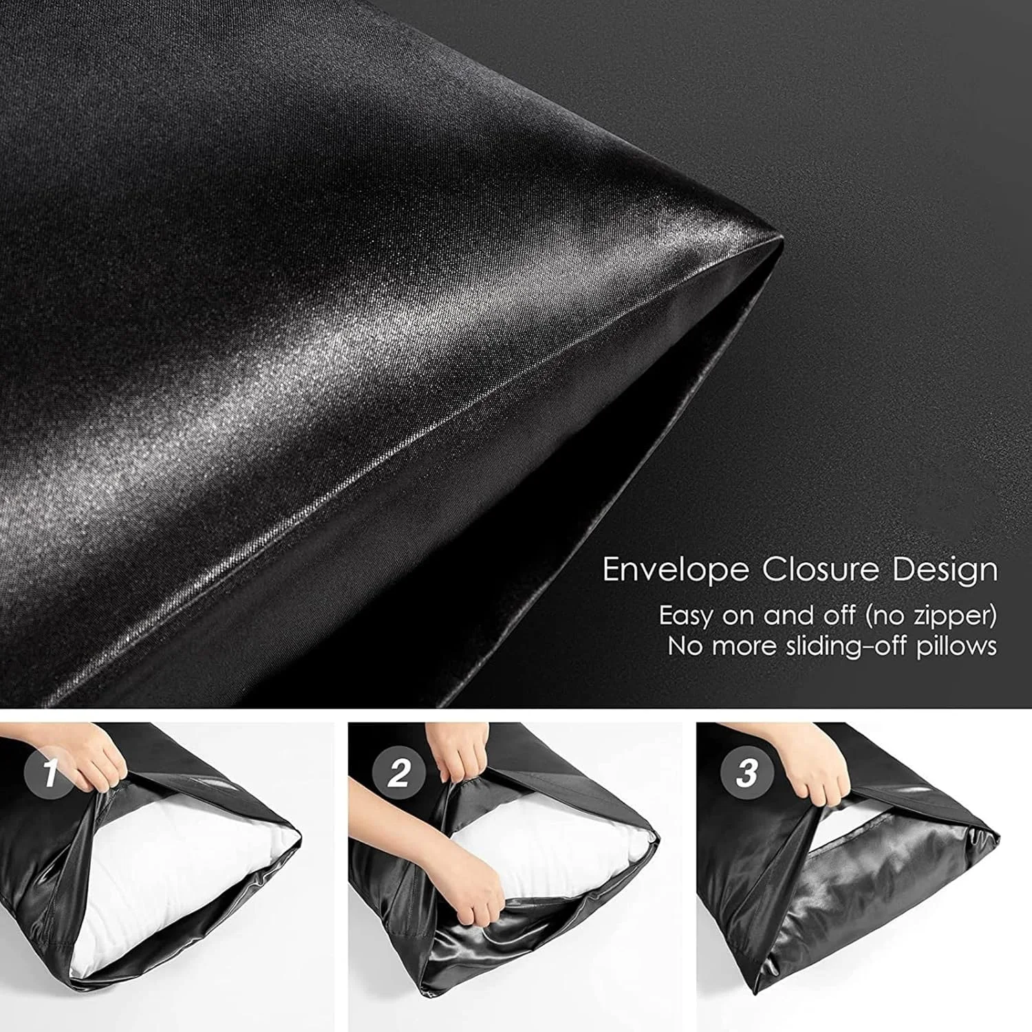 روبالشی ساتن مشکی URLINENS برای مو و پوست، ست روبالشی ابریشم وگان - 2 روبالشی ساتن، 1 چشم بند، 1 اسکرانچی - ست خواب لوکس، روبالشی های ساتن استاندارد ابریشمی با بستن پاکتی روبالشی ساتن مشکی URLINENS برای مو و پوست، ست روبالشی ابریشم وگان - 2 روبالشی ساتن، 1 چشم بند، 1 اسکرانچی - ست خواب لوکس، روبالشی های ساتن استاندارد ابریشمی با بستن پاکتی