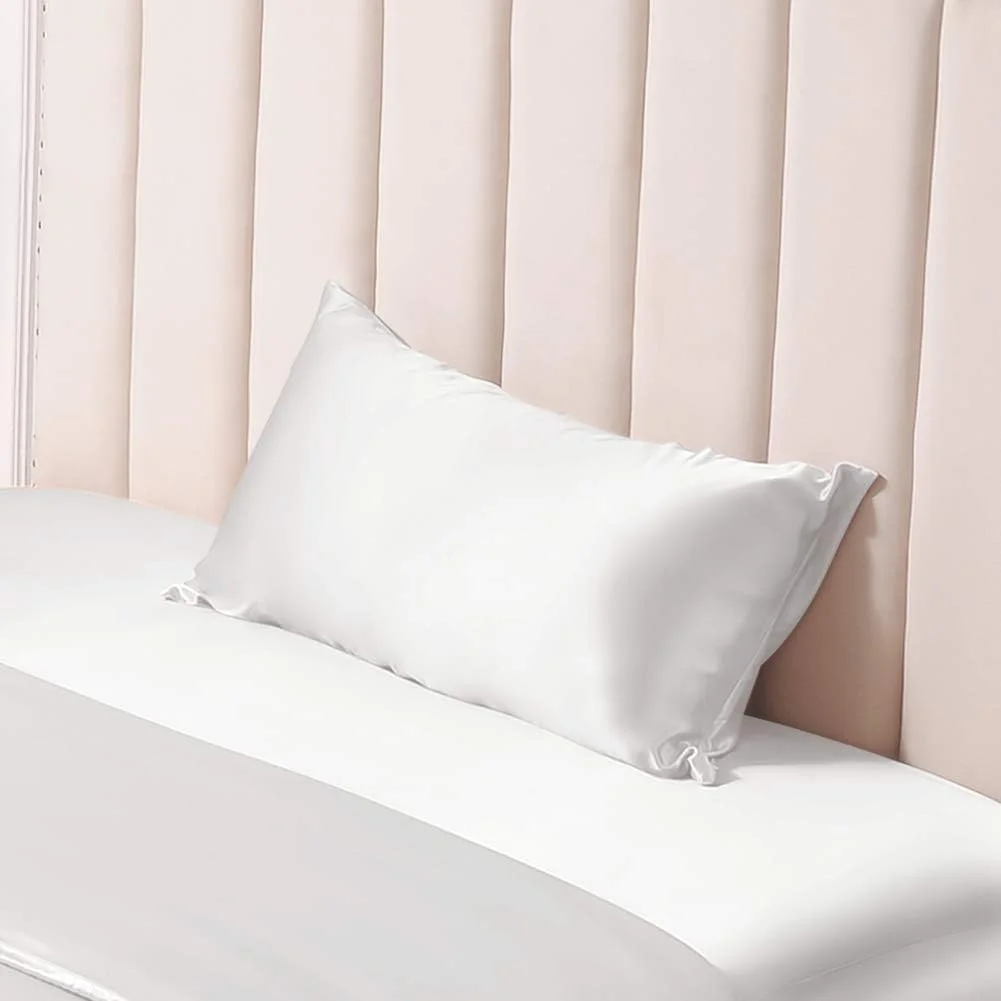 روبالشی ابریشمی THXSILK، 100% ابریشم خالص برای مو و پوست، ابریشم لوکس 25 Momme توت، روبالشی با زیپ مخفی - سایز کینگ، سفید