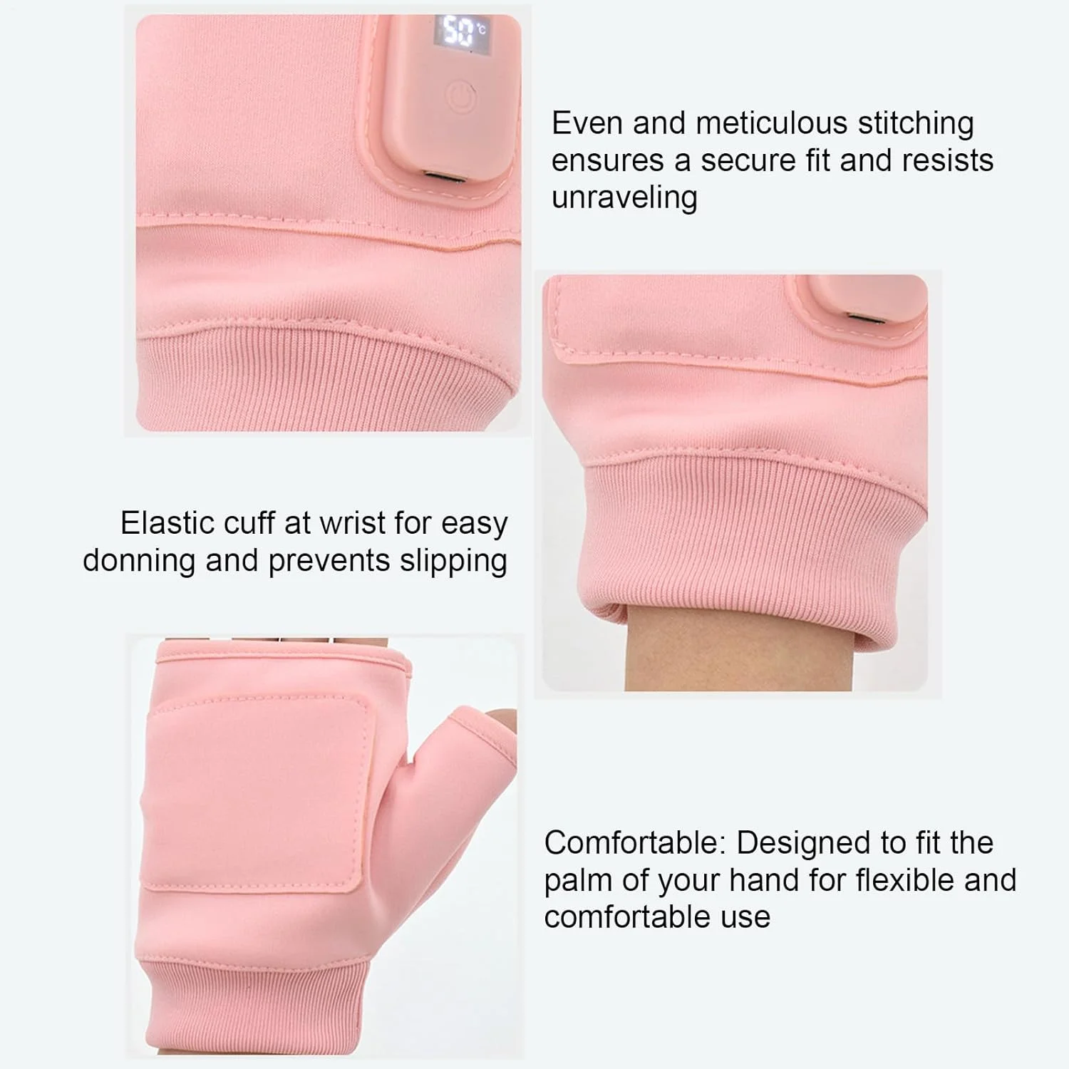 دستکش گرمایشی زنانه | دستکش های نیم انگشتی گرم، دستکش های حرارتی برقی قابل شارژ USB برای ورزش های فضای باز در هوای سرد، مناسب برای دوچرخه سواری، موتورسواری، دویدن، شکار، کمپینگ، پیاده روی، تایپ دستکش گرمایشی زنانه | دستکش های نیم انگشتی گرم، دستکش های حرارتی برقی قابل شارژ USB برای ورزش های فضای باز در هوای سرد، مناسب برای دوچرخه سواری، موتورسواری، دویدن، شکار، کمپینگ، پیاده روی، تایپ