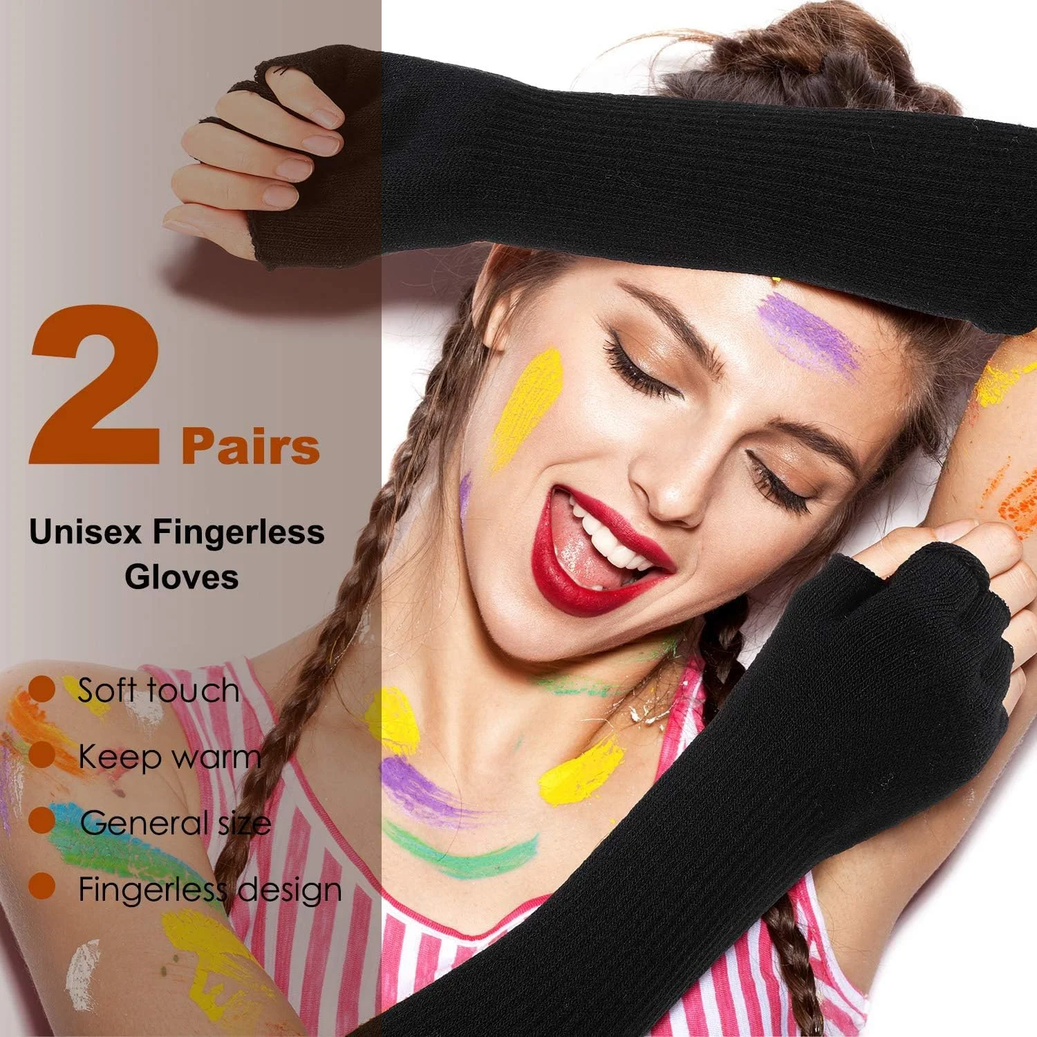 دو جفت دستکش بدون انگشت زمستانی، دستکش بافتنی حرارتی برای مردان و زنان، گرمکن بازوی کشسان 11 اینچی، دستکش نیمه انگشتی برای دفتر، فعالیت های خارج از منزل، دوچرخه سواری، دویدن دو جفت دستکش بدون انگشت زمستانی، دستکش بافتنی حرارتی برای مردان و زنان، گرمکن بازوی کشسان 11 اینچی، دستکش نیمه انگشتی برای دفتر، فعالیت های خارج از منزل، دوچرخه سواری، دویدن