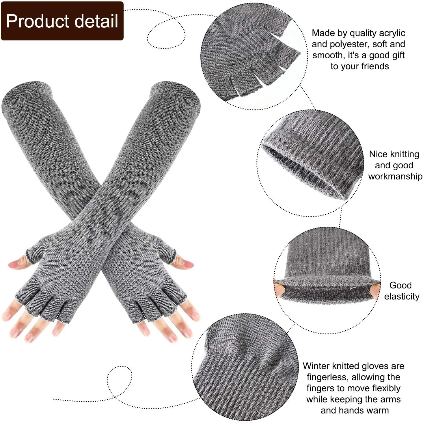 دو جفت دستکش بدون انگشت زمستانی، دستکش بافتنی حرارتی برای مردان و زنان، گرمکن بازوی کشسان 11 اینچی، دستکش نیمه انگشتی برای دفتر، فعالیت های خارج از منزل، دوچرخه سواری، دویدن دو جفت دستکش بدون انگشت زمستانی، دستکش بافتنی حرارتی برای مردان و زنان، گرمکن بازوی کشسان 11 اینچی، دستکش نیمه انگشتی برای دفتر، فعالیت های خارج از منزل، دوچرخه سواری، دویدن