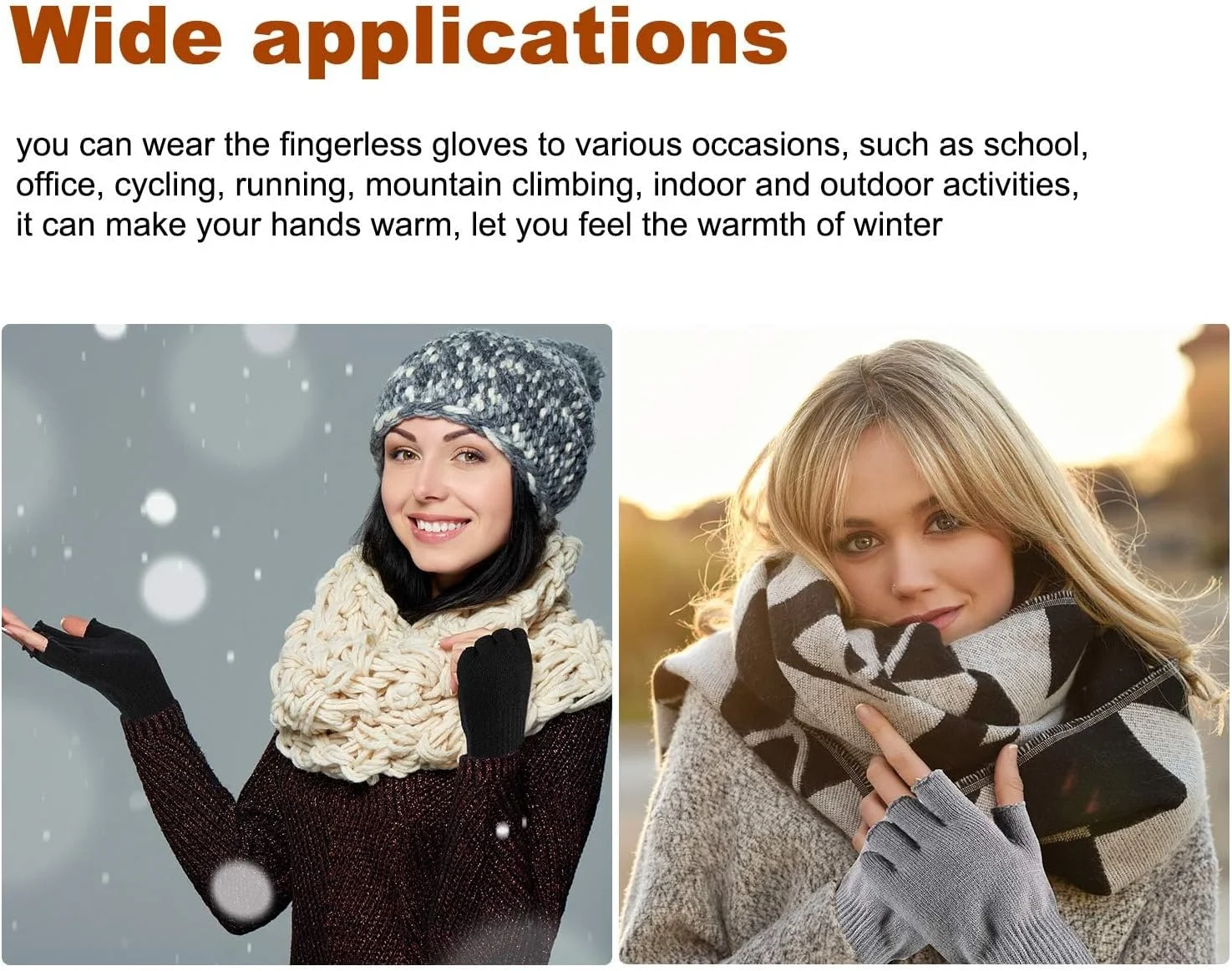 دو جفت دستکش بدون انگشت زمستانی، دستکش بافتنی حرارتی برای مردان و زنان، گرمکن بازوی کشسان 11 اینچی، دستکش نیمه انگشتی برای دفتر، فعالیت های خارج از منزل، دوچرخه سواری، دویدن دو جفت دستکش بدون انگشت زمستانی، دستکش بافتنی حرارتی برای مردان و زنان، گرمکن بازوی کشسان 11 اینچی، دستکش نیمه انگشتی برای دفتر، فعالیت های خارج از منزل، دوچرخه سواری، دویدن