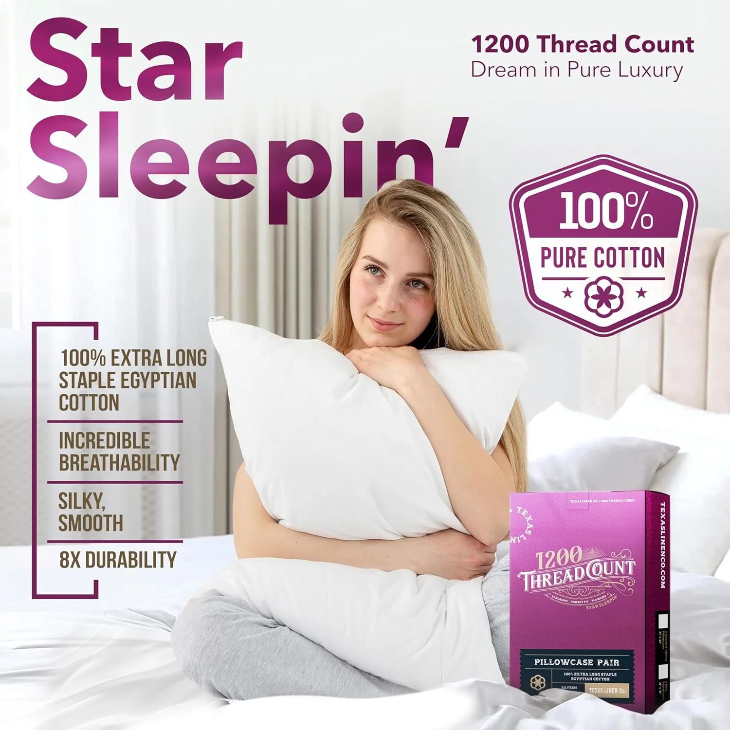 رو بالشی های کتان تگزاس 100% پنبه مصری سایز کینگ، ست 2 عددی - روکش های بالشت ساتن سفید با تراکم 1200، نرم و قابل تنفس، کیفیت 5 ستاره هتل، مناسب برای بالشت های سایز کینگ رو بالشی های کتان تگزاس 100% پنبه مصری سایز کینگ، ست 2 عددی - روکش های بالشت ساتن سفید با تراکم 1200، نرم و قابل تنفس، کیفیت 5 ستاره هتل، مناسب برای بالشت های سایز کینگ