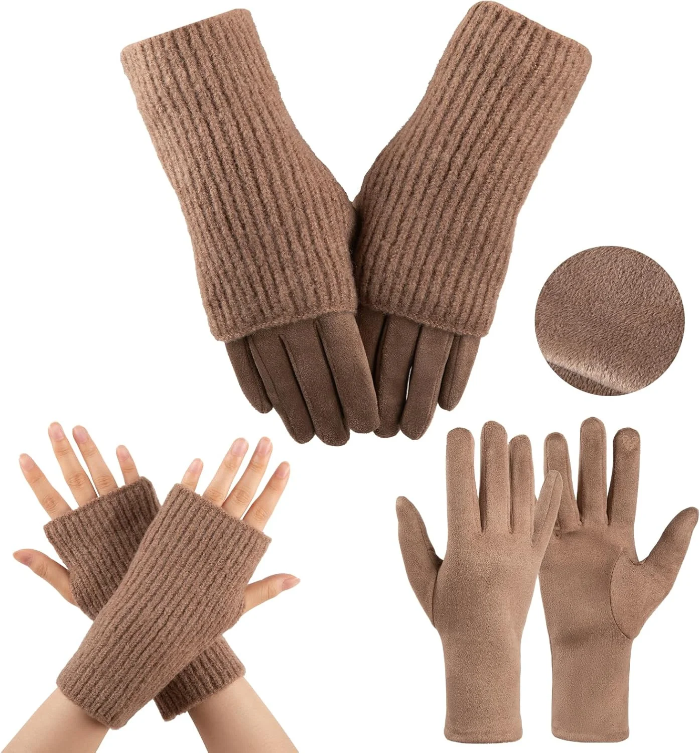 دستکش های بدون انگشت زمستانی Bodvera برای زنان، دستکش های گرم جیر بافتنی گرم کننده دست مچ دست برای هوای سرد دستکش های بدون انگشت زمستانی Bodvera برای زنان، دستکش های گرم جیر بافتنی گرم کننده دست مچ دست برای هوای سرد