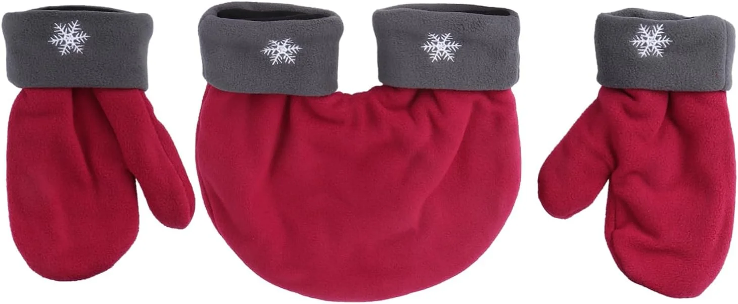 Healvian ست 3 عددی دستکش های پلار فلیس مخصوص زوج ها، دستکش های ضخیم و گرم برای روز ولنتاین و کریسمس، مناسب فعالیت های خارج از منزل، طراحی نرم و قرمز برای راحتی