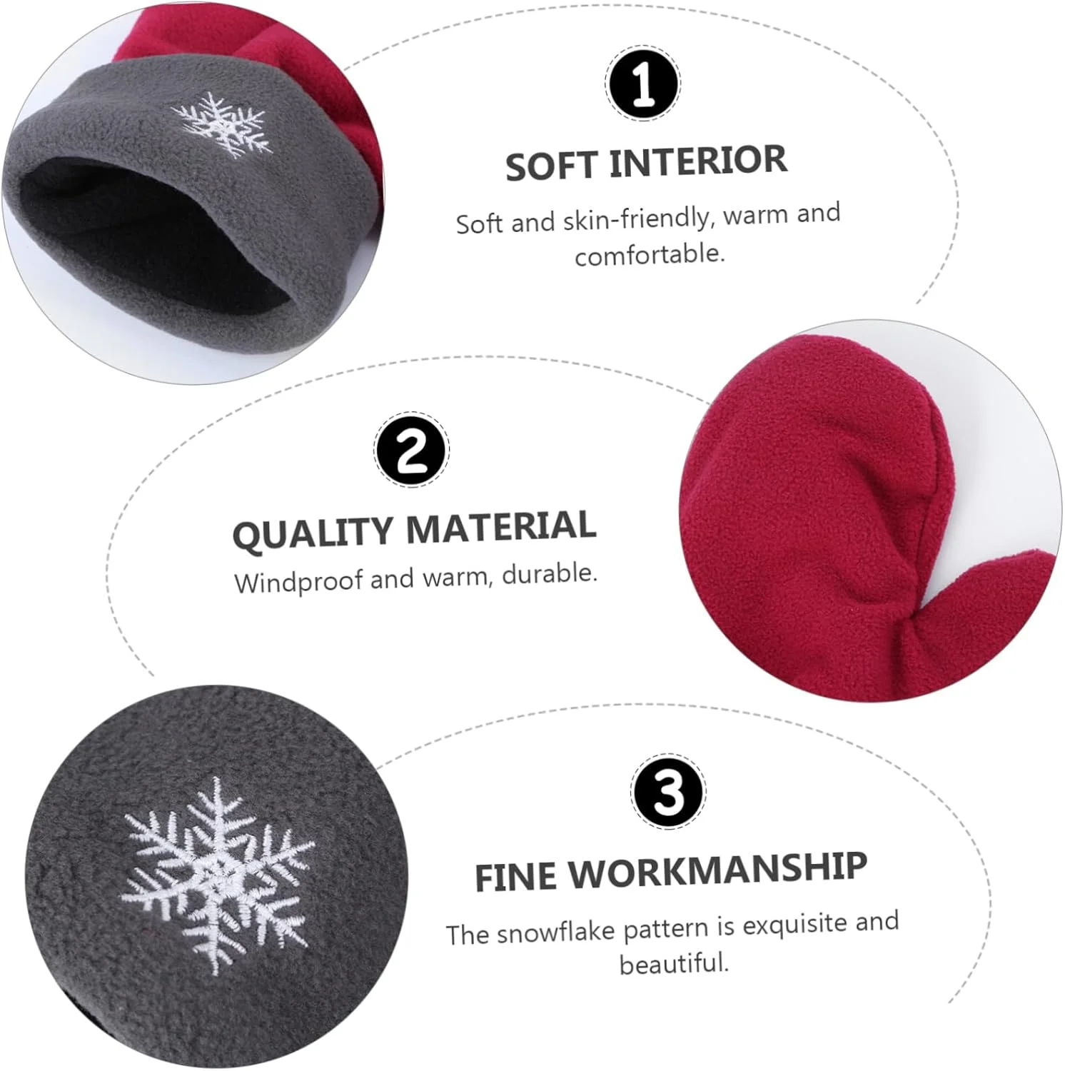 Healvian ست 3 عددی دستکش های پلار فلیس مخصوص زوج ها، دستکش های ضخیم و گرم برای روز ولنتاین و کریسمس، مناسب فعالیت های خارج از منزل، طراحی نرم و قرمز برای راحتی