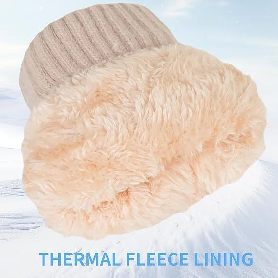 دستکش های حرارتی زمستانی ChicAbode، دستکش های انگشتی بافتنی زنانه، دستکش های گرم صفحه لمسی برای زنان، مناسب دویدن، اسکی، دوچرخه سواری و ورزش های فضای باز، بژ