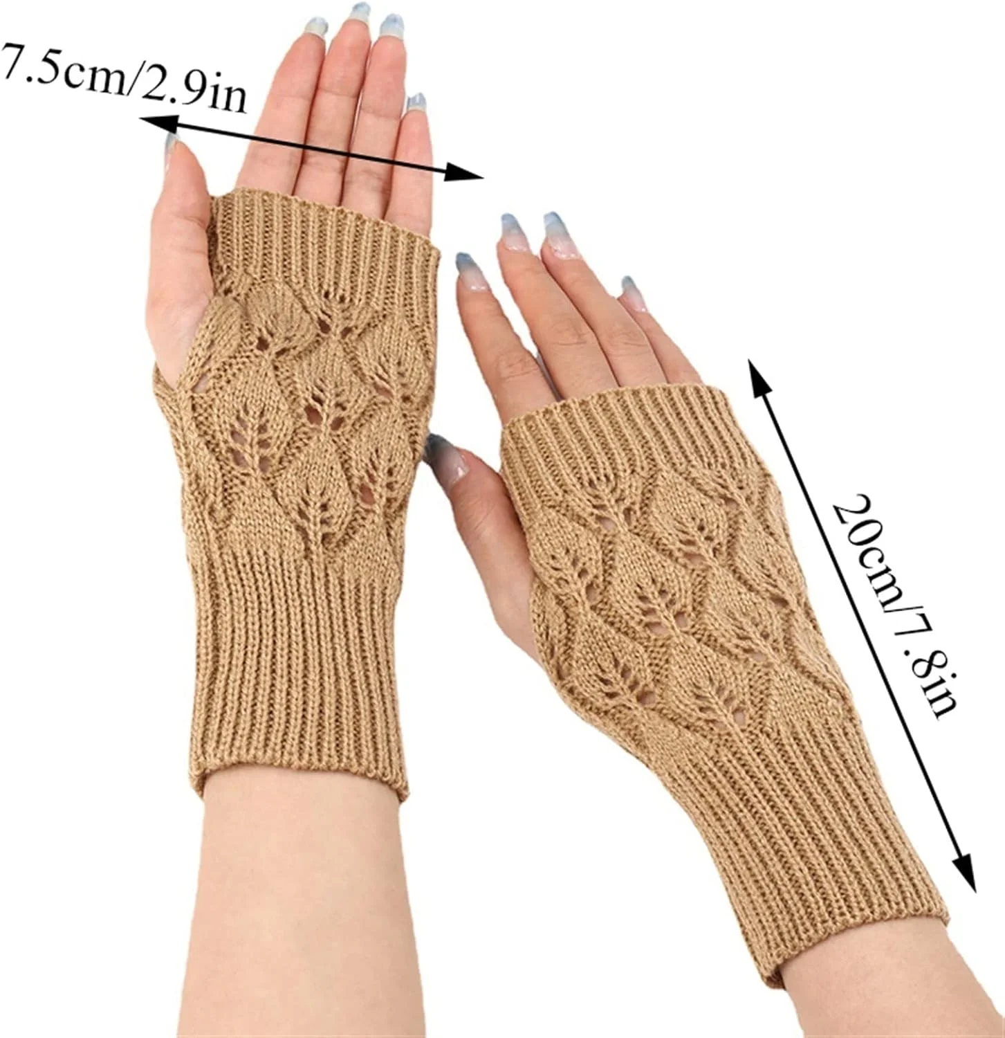 دستکش زنانه CHEWYZ گرم نگهدارنده دست، دستکش زمستانی زنانه، بافتنی قلاب بافی بازو، دستکش پشمی مصنوعی گرم بدون انگشت (رنگ: Hortel)