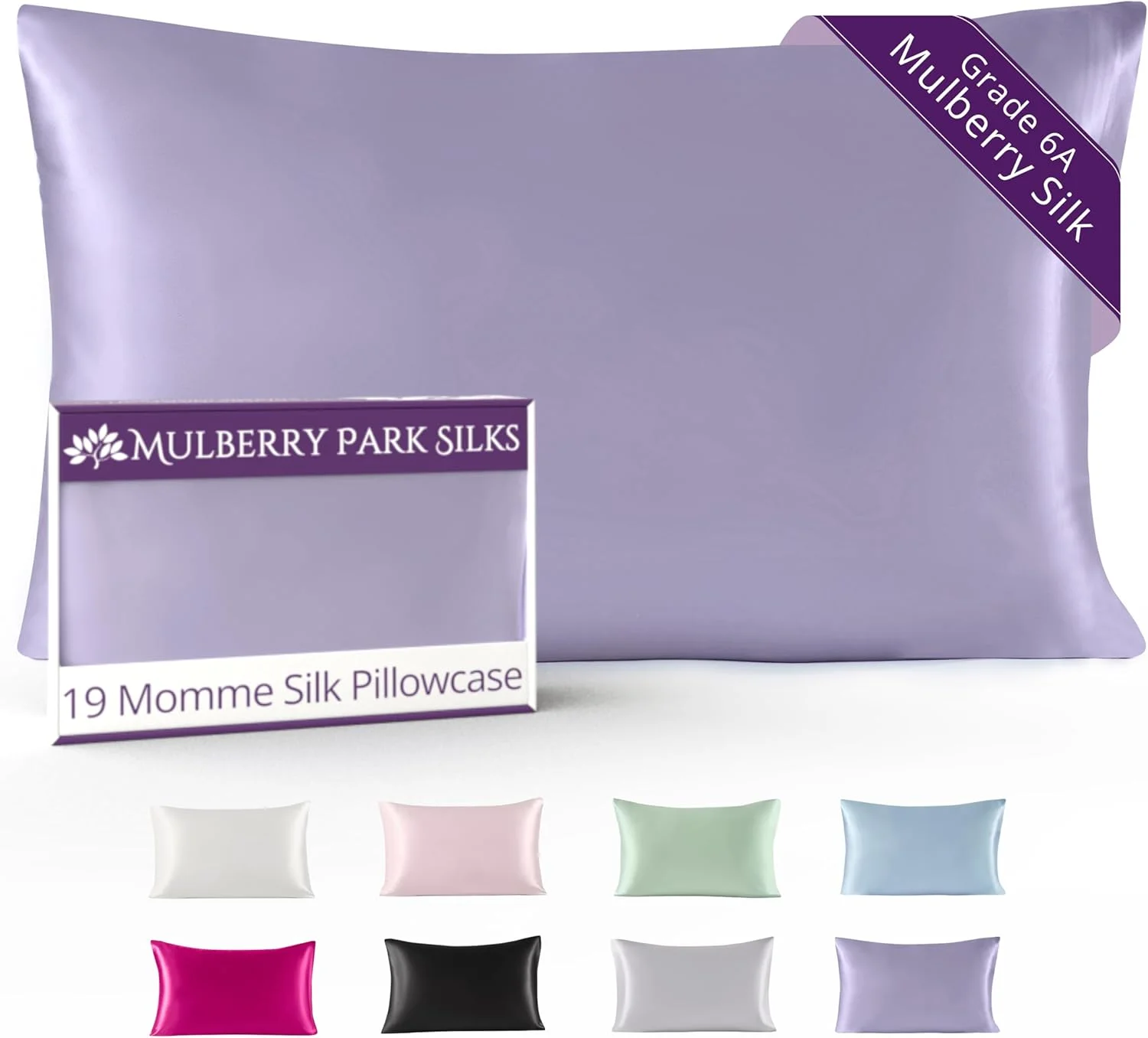 روبالشی ابریشمی Mulberry Park Silks 100% - 19 Momme، درجه 6A - دارای زیپ مخفی - یاسی/کینگ (50.8 در 91.4 سانتی متر) روبالشی ابریشمی Mulberry Park Silks 100% - 19 Momme، درجه 6A - دارای زیپ مخفی - یاسی/کینگ (50.8 در 91.4 سانتی متر)