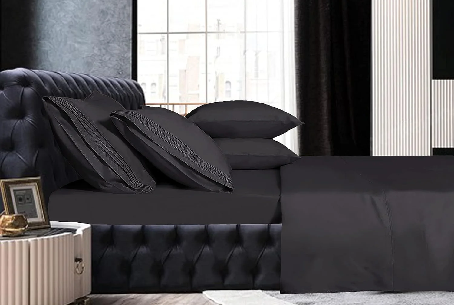 رو بالشی هتلی لوکس Mocassi با تراکم بافت 1800، سایز استاندارد، ست 2 عددی - روکش بالشت - محافظ بالشت - رو بالشی خنک کننده (ست 2 عددی سایز استاندارد/کویین، مشکی) رو بالشی هتلی لوکس Mocassi با تراکم بافت 1800، سایز استاندارد، ست 2 عددی - روکش بالشت - محافظ بالشت - رو بالشی خنک کننده (ست 2 عددی سایز استاندارد/کویین، مشکی)