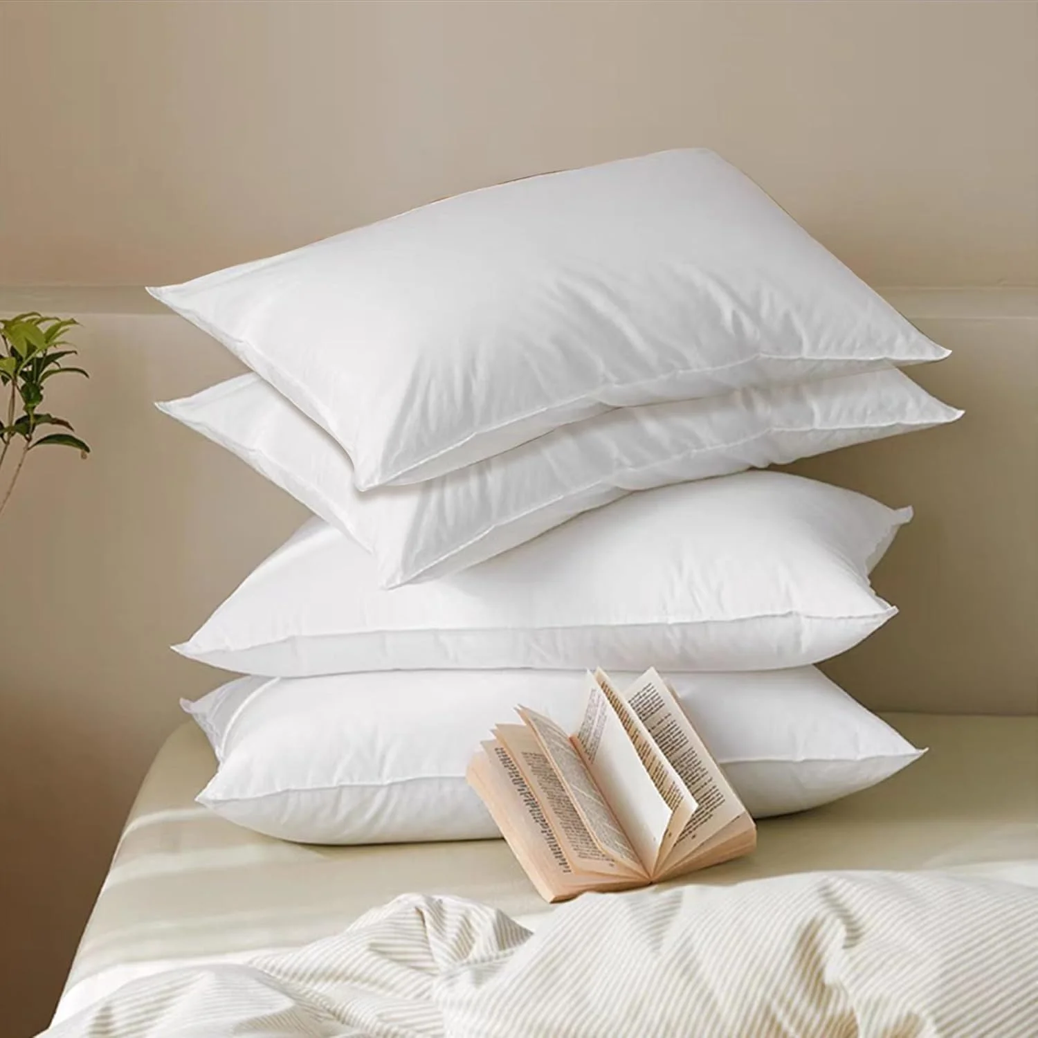 MistyMorning Pillow Cases 4 Pack - Standard Size (50x75+15cm), Egyptian Cotton 200 Thread Count Soft & Premium Quality Breathable Envelop Closure Pillowcases 4x (White) MistyMorning Pillow Cases 4 Pack - Standard Size (50x75+15cm), Egyptian Cotton 200 Thread Count Soft & Premium Quality Breathable Envelop Closure Pillowcases 4x (White)