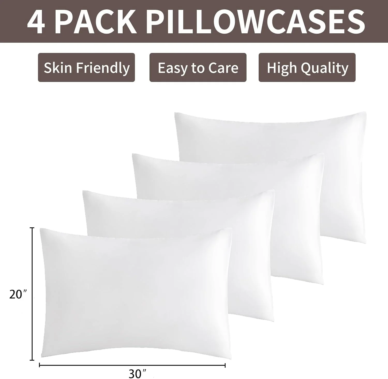 MINIPANDA Queen Size Pillowcase Set of 4-20 x 30 Inches – Queen Size Pillowcases 4 Pack - Super Soft, Smooth and Breathable - Envelope Design - Machine Washable (20X30 (4 Piece), White) MINIPANDA Queen Size Pillowcase Set of 4-20 x 30 Inches – Queen Size Pillowcases 4 Pack - Super Soft, Smooth and Breathable - Envelope Design - Machine Washable (20X30 (4 Piece), White)