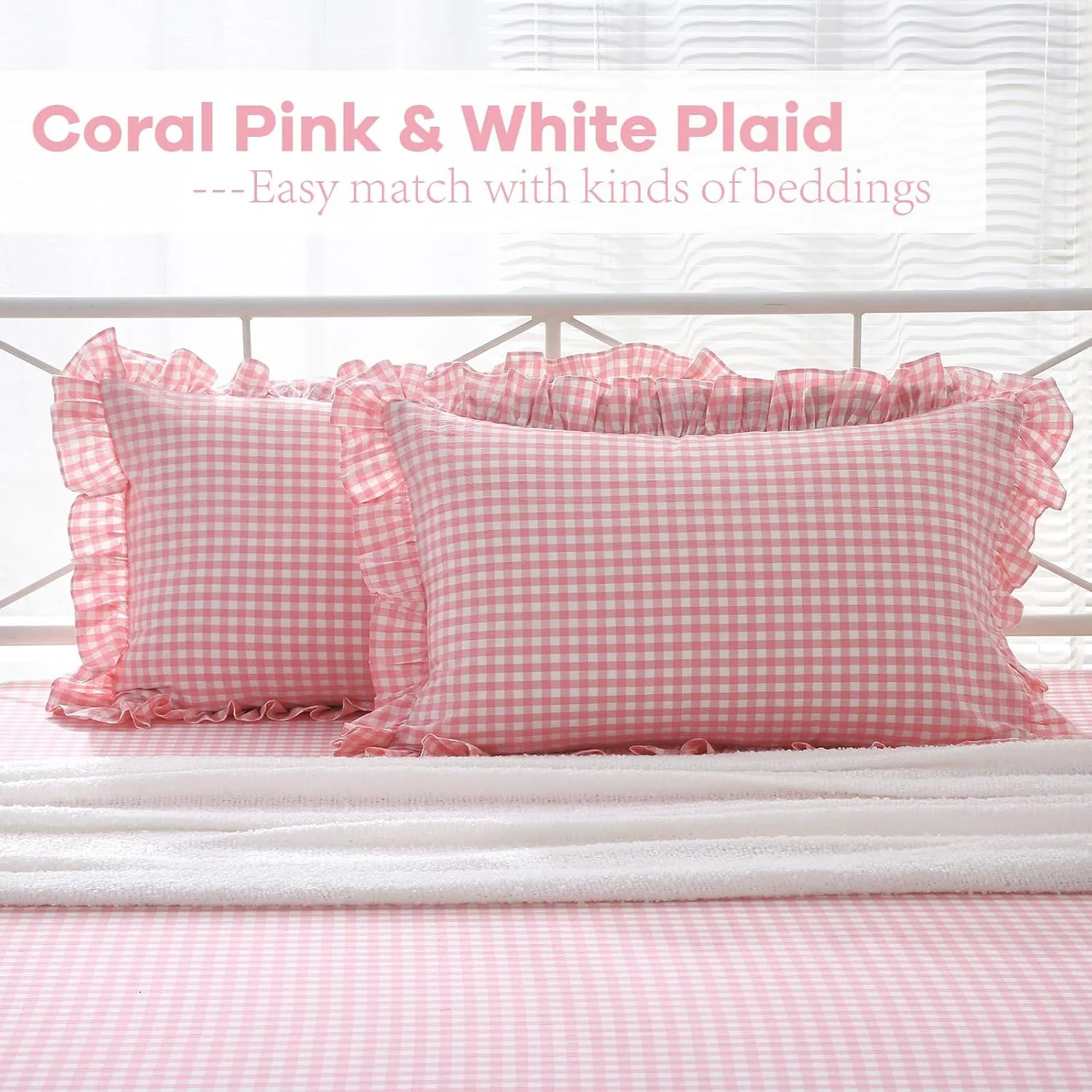 رو بالشتی های راه راه صورتی مرجانی و سفید K MASANIJI، سایز استاندارد 50x66 سانتی متر، 100% پنبه ای طرح دار (50x66 سانتی متر، راه راه صورتی مرجانی/سفید)، بسته 2 عددی رو بالشتی های راه راه صورتی مرجانی و سفید K MASANIJI، سایز استاندارد 50x66 سانتی متر، 100% پنبه ای طرح دار (50x66 سانتی متر، راه راه صورتی مرجانی/سفید)، بسته 2 عددی